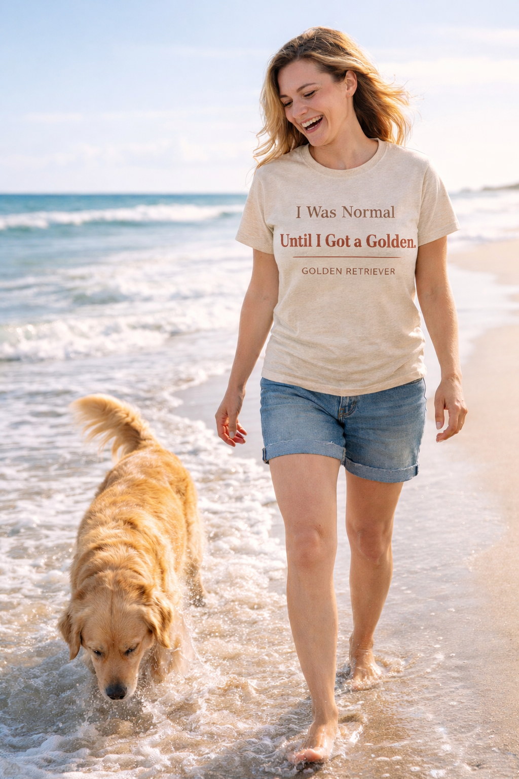Golden Retriever T-Shirt | I Was Normal Until I Got a Golden in Natural - view 3 of 13