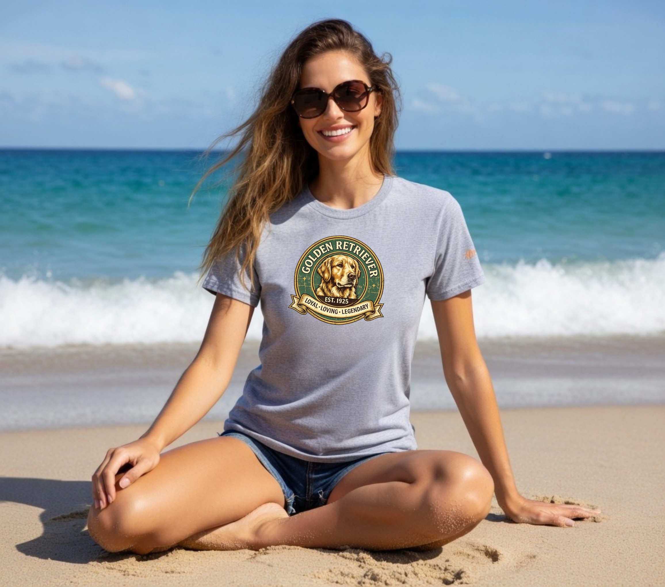Golden Retriever T-Shirt | Loyal Loving Legendary Est. 1925 Heritage Tee in Natural - view 5 of 14