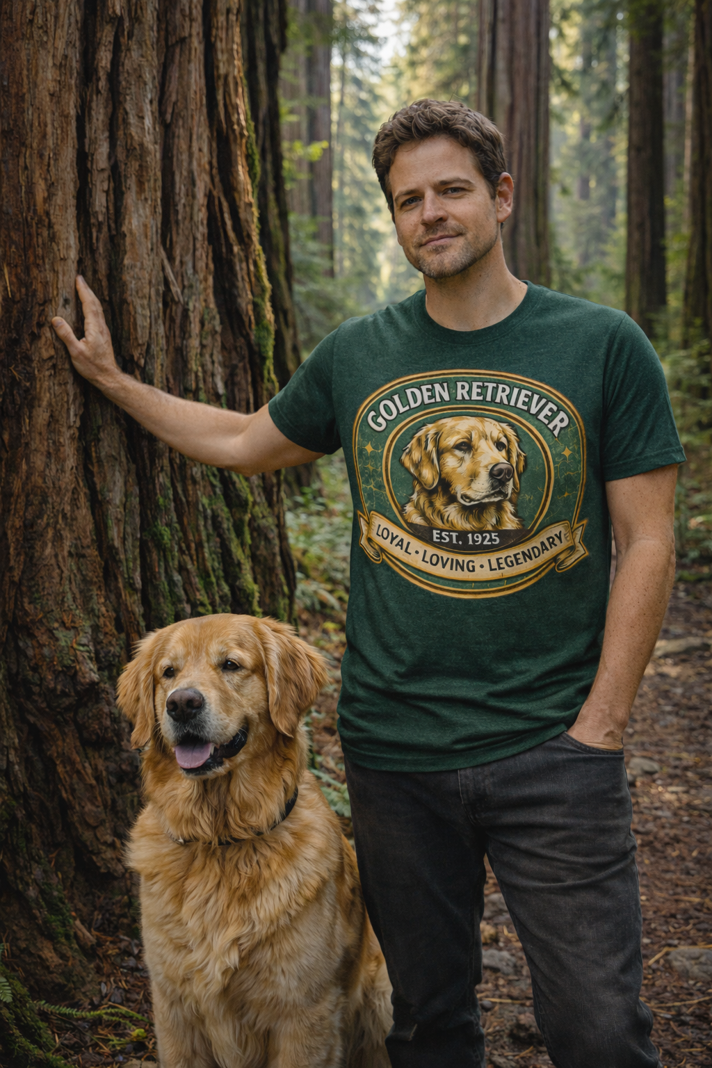 Golden Retriever T-Shirt | Loyal Loving Legendary Est. 1925 Heritage Tee in Natural - view 2 of 14