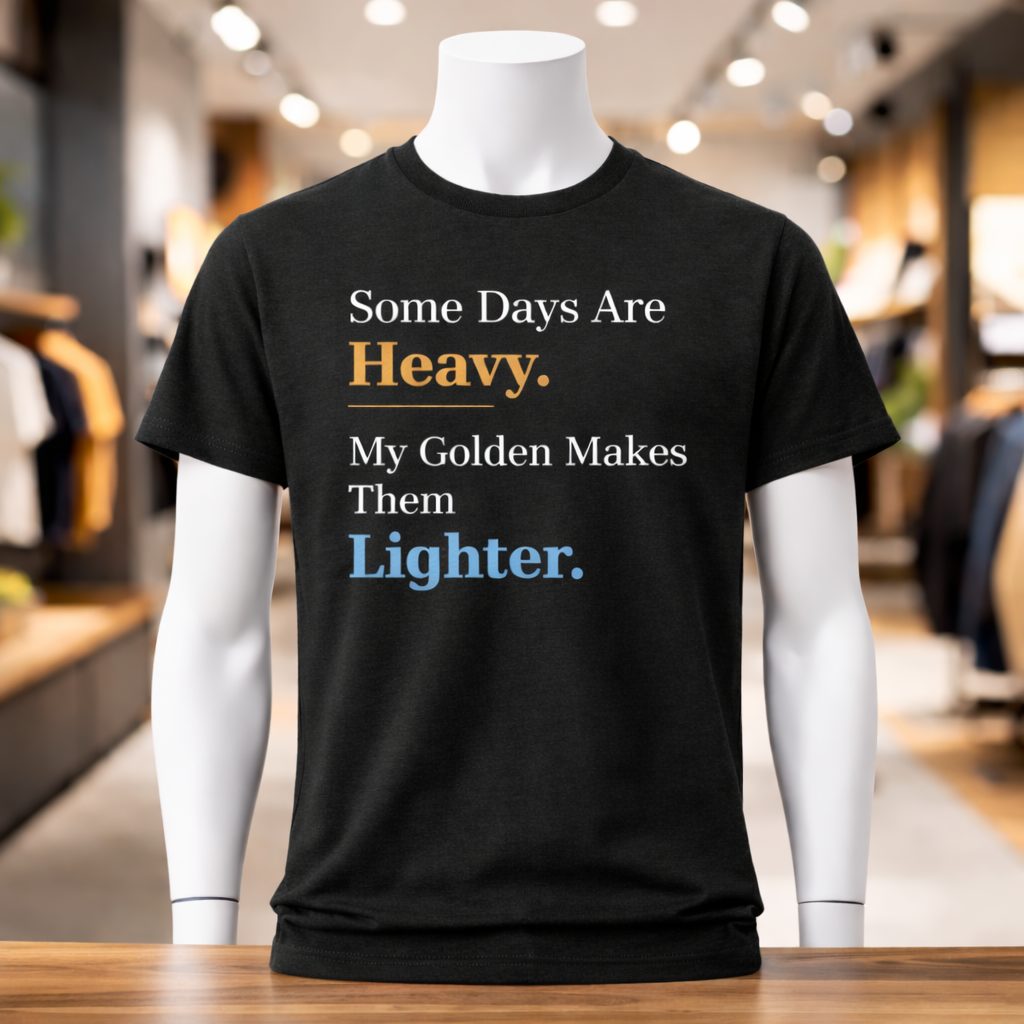 Golden Retriever T-Shirt | Some Days Are Heavy — My Golden Makes Them Lighter in Natural - view 4 of 15