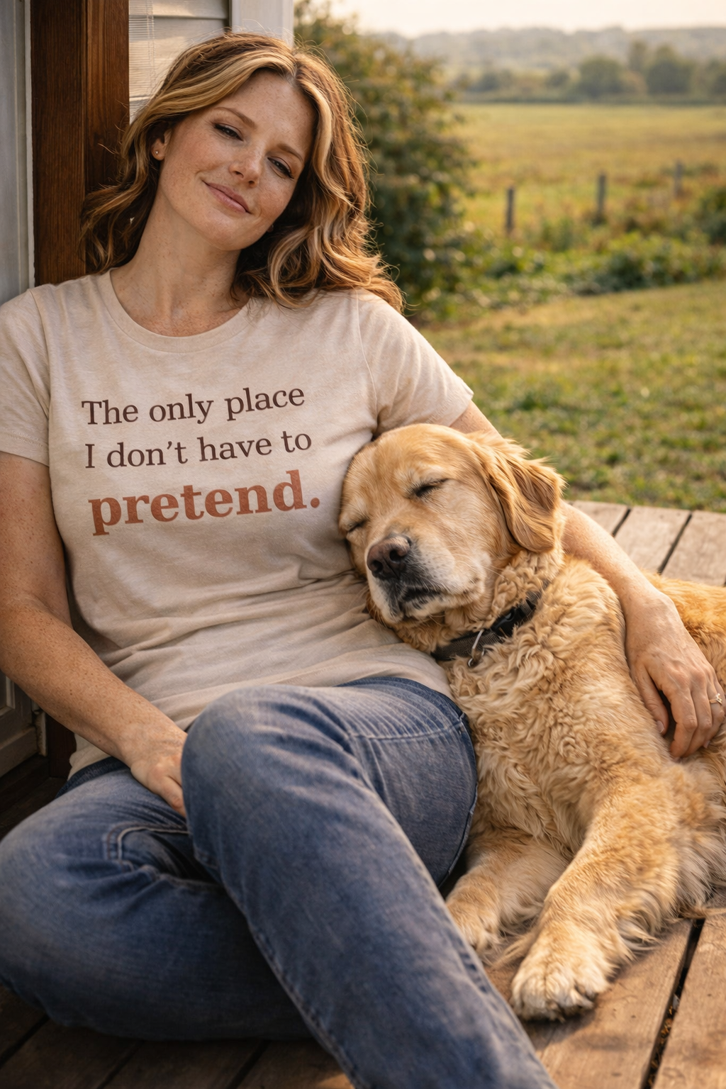 Golden Retriever T-Shirt | The Only Place I Don't Have to Pretend in White - view 9 of 14