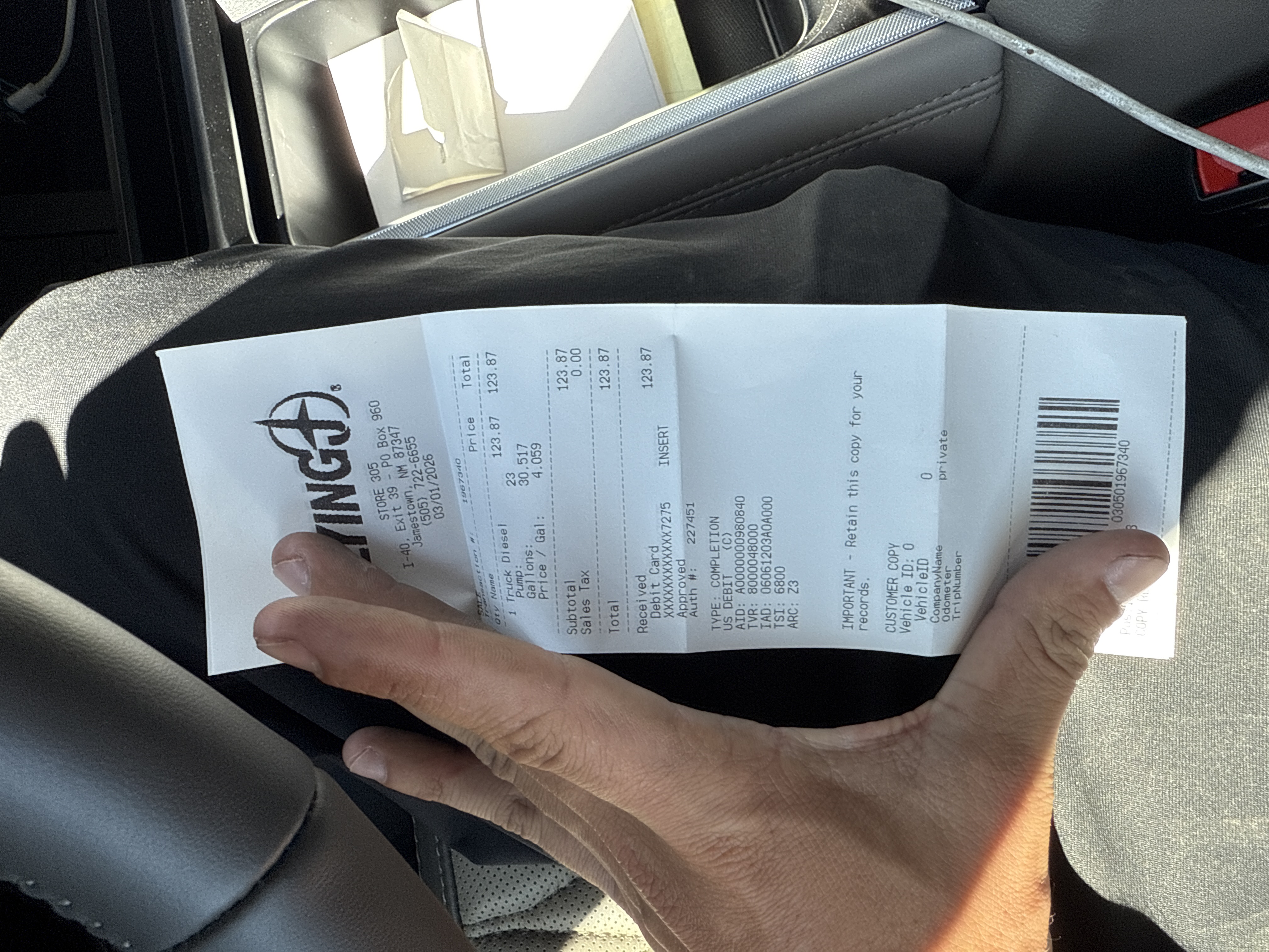 Receipt from Flying J