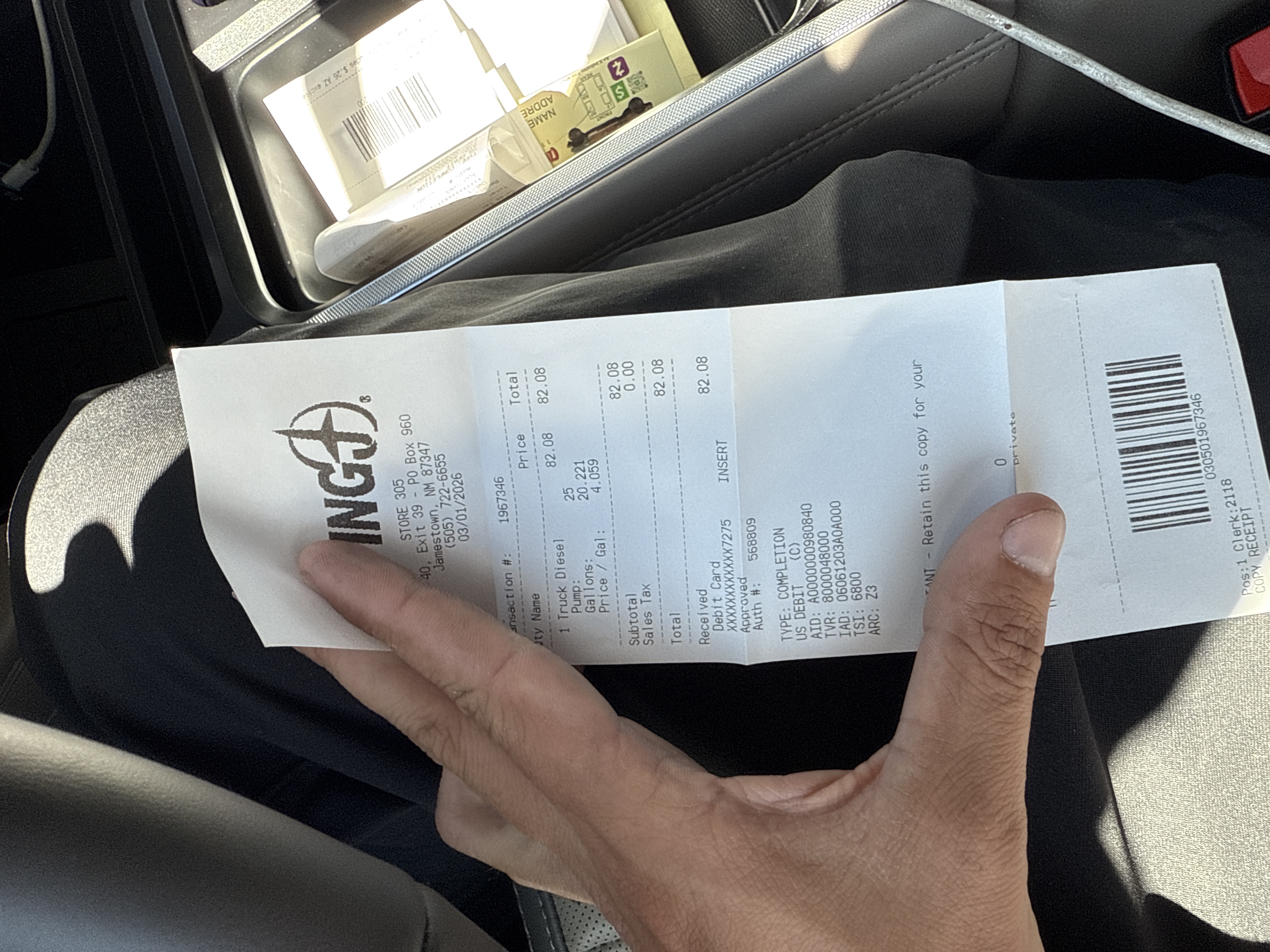 Receipt from Flying J