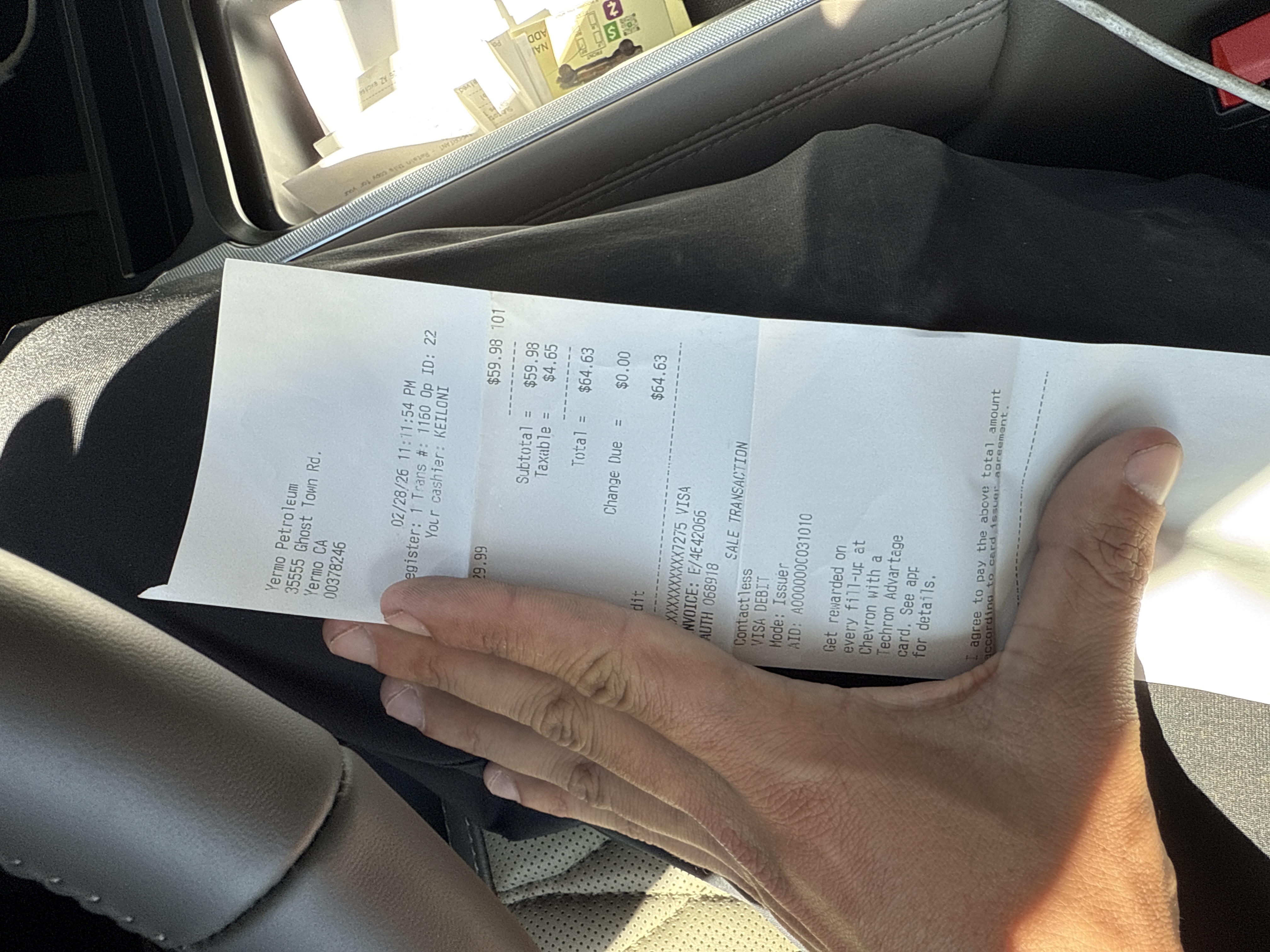 Receipt from Yermo Petroleum