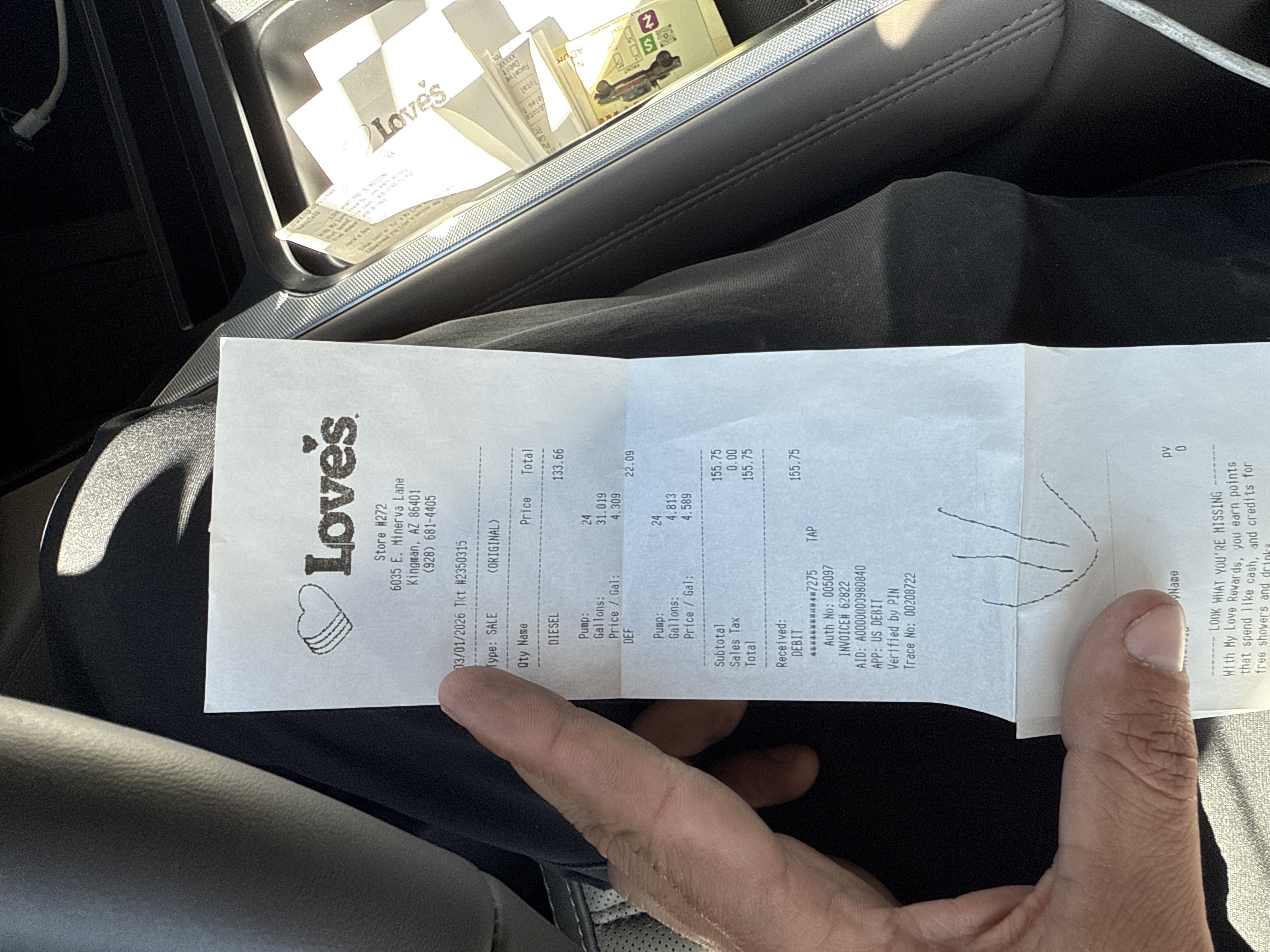 Receipt from Love's