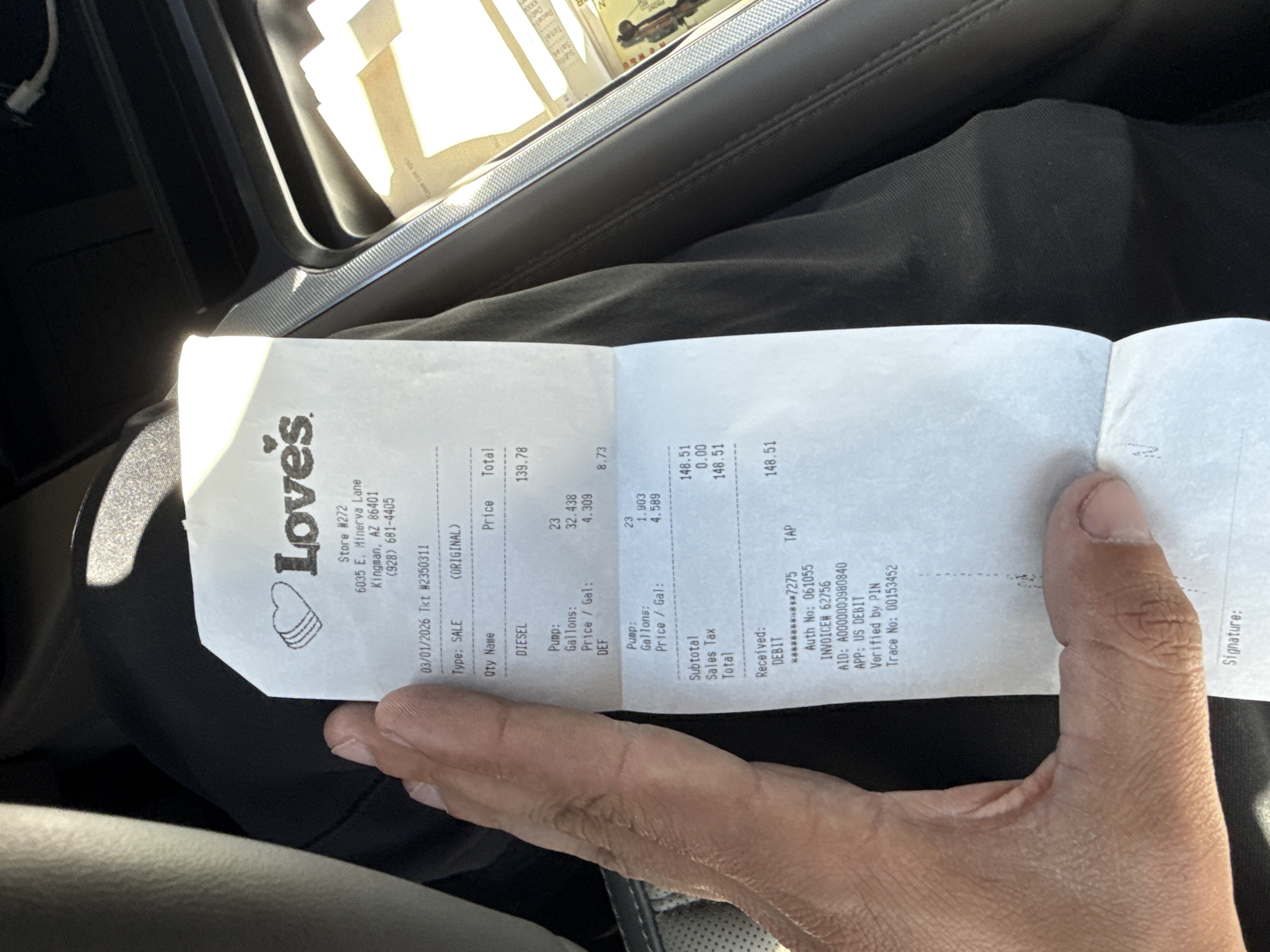 Receipt from Love's