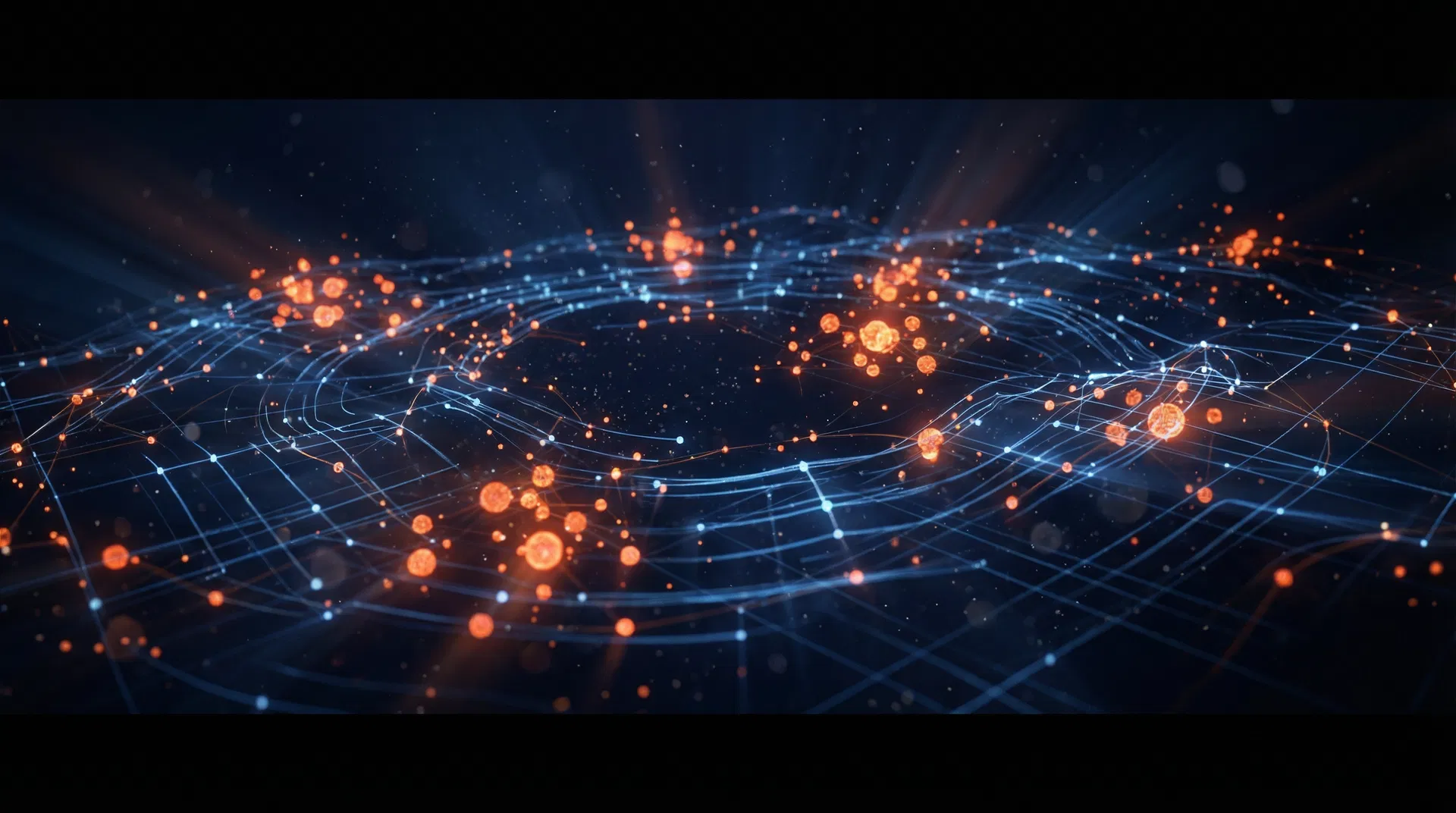 Abstract AI network visualization with glowing nodes and connections