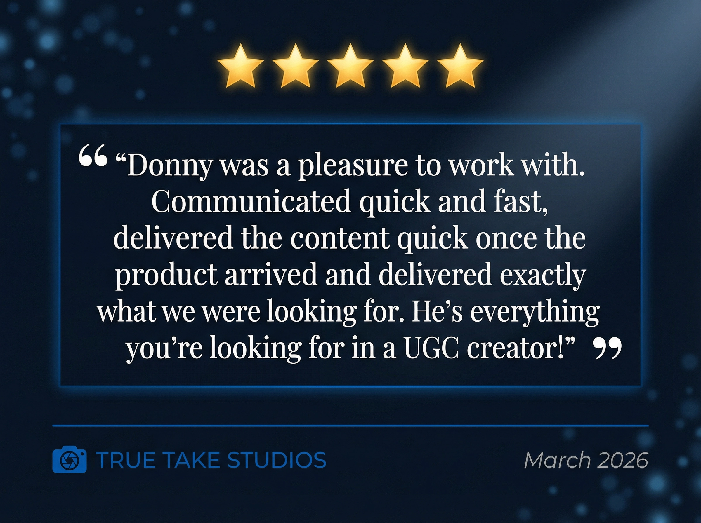5-star testimonial — Donny was a pleasure to work with. March 2026