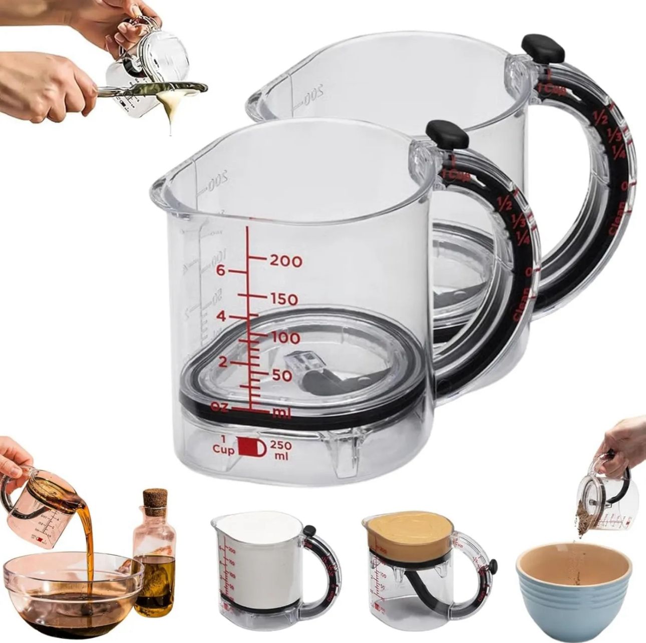 Copo Medidor Ajustável Leve Transparente Prático Para Cozinhar Café