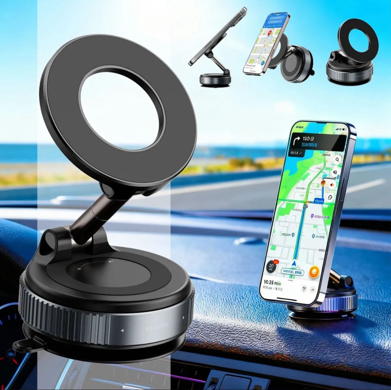 Suporte Celular Magnético Veicular Ventosa Sucção Academia Automotivo 360° Portátil