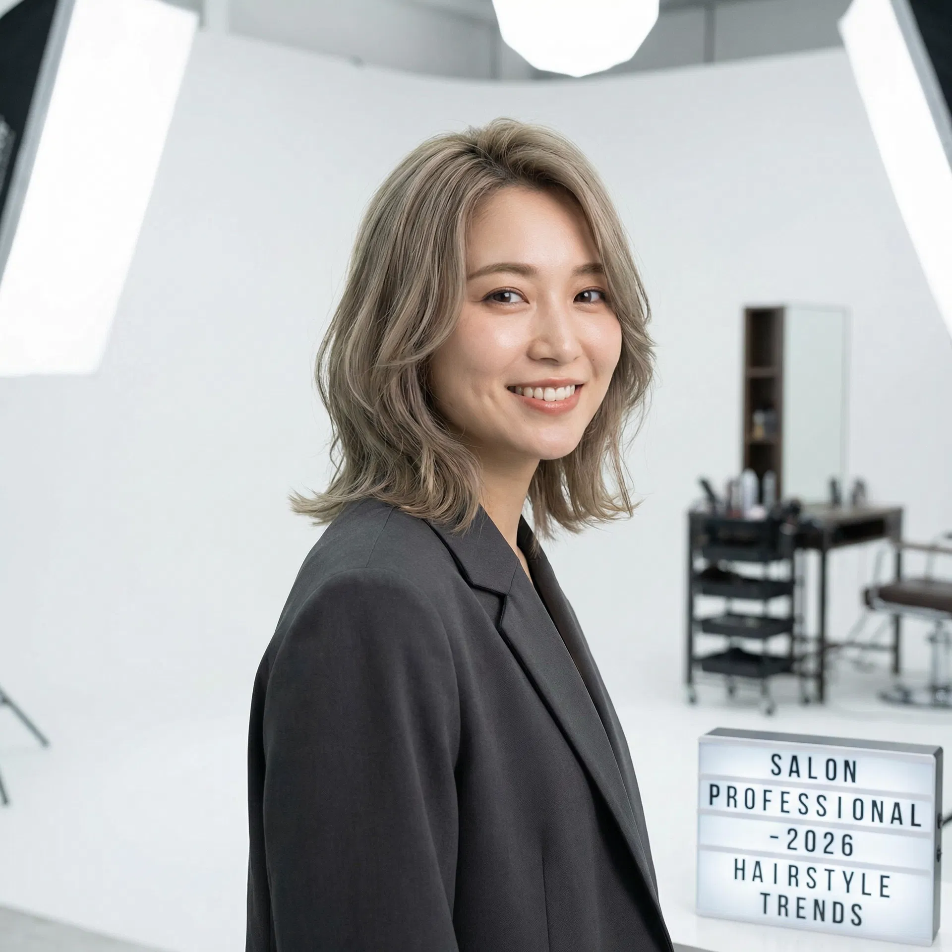 トレンドのレイヤーカット × アッシュカラー
透け感のある動きが特徴的なスタイルです。