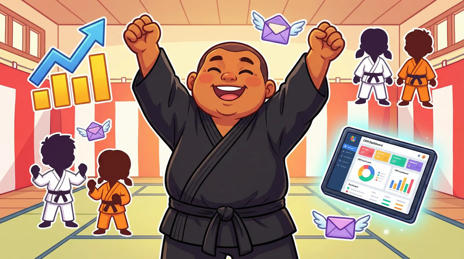 DojoFlow school owner celebrating enrollment growth