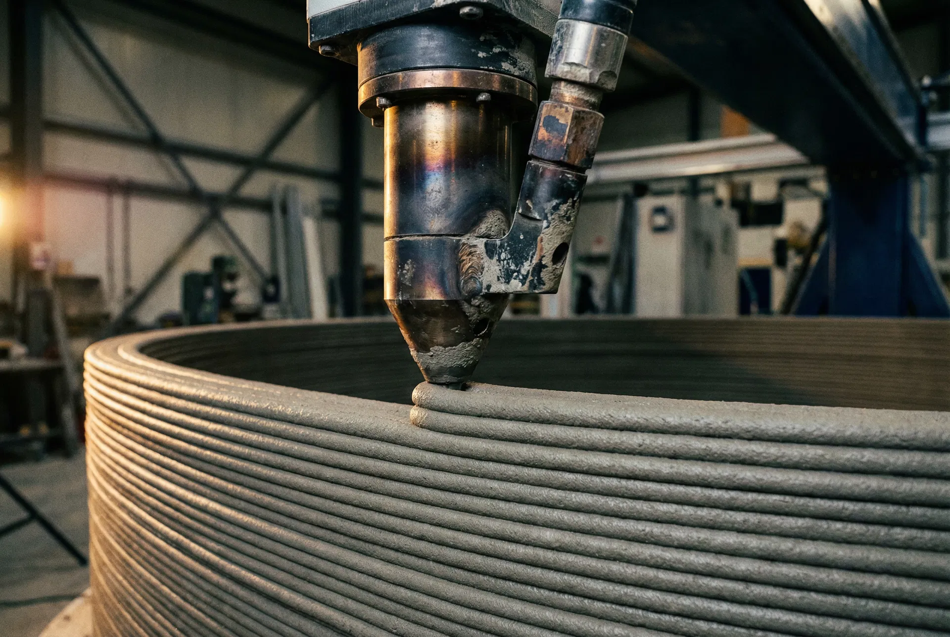 3D concrete printing nozzle in action