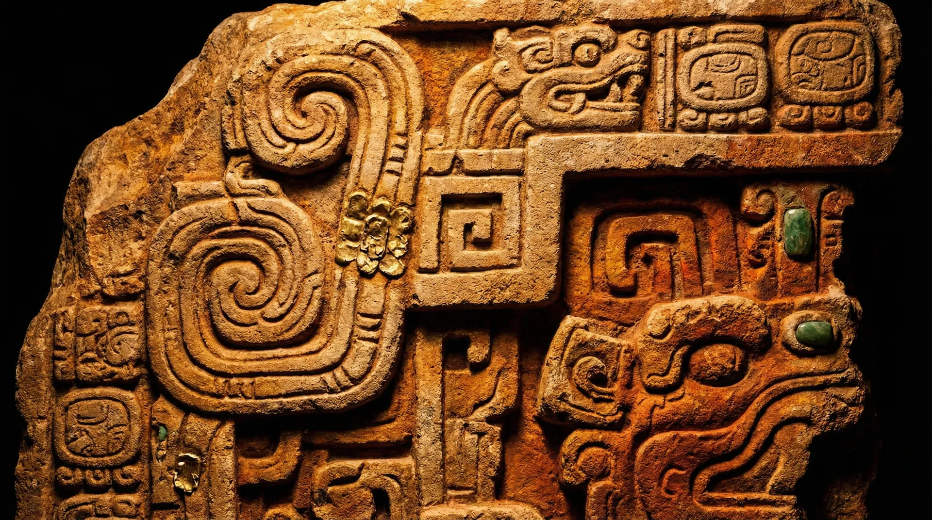 Ancient Mayan carved stone relief