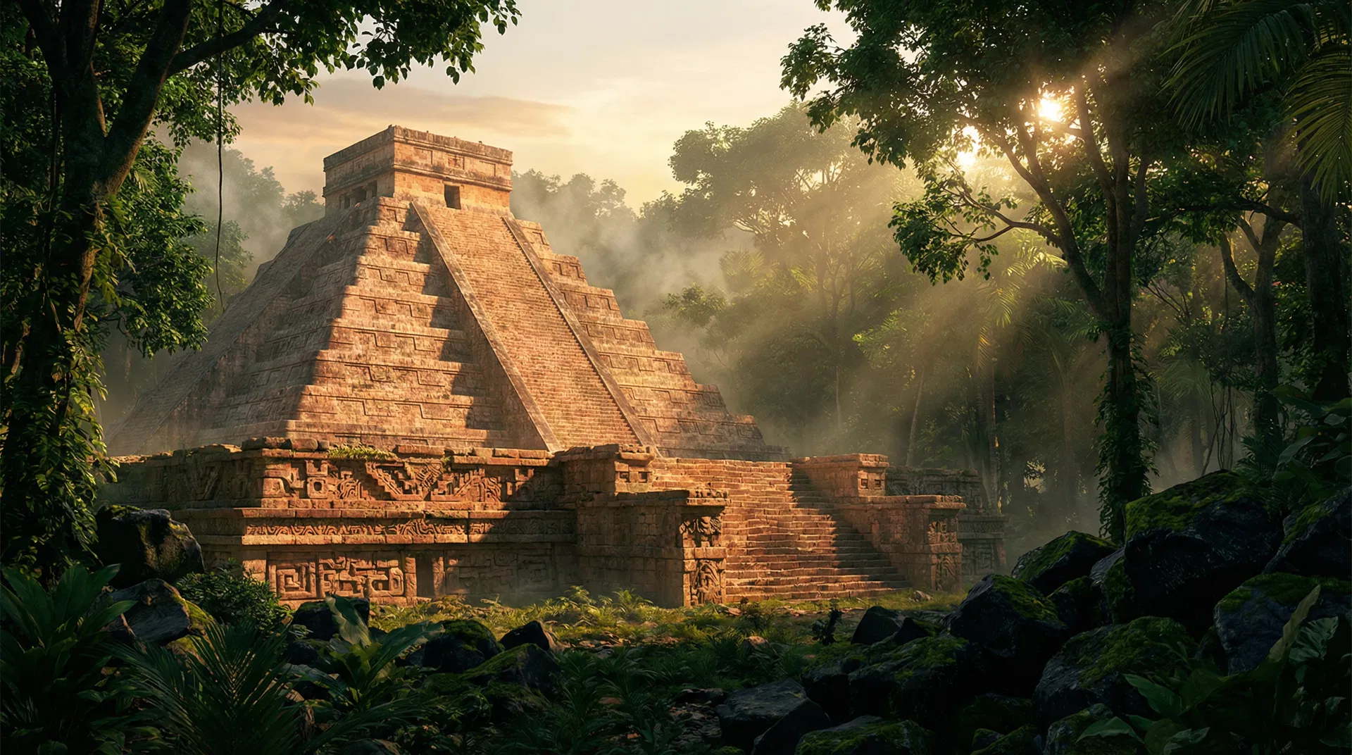 Ancient Mayan temple in the jungle — heritage of Hach Ki Cafe