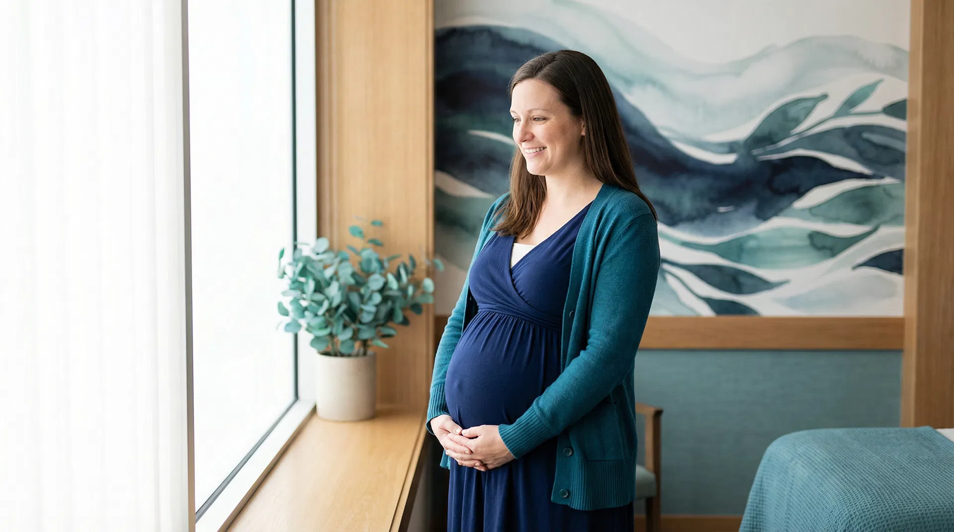 Gestante em ambiente acolhedor