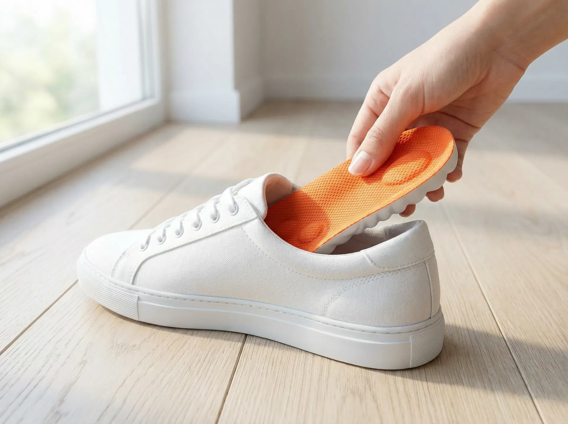 Walkrs ReMap Einlage wird in einen Schuh eingelegt