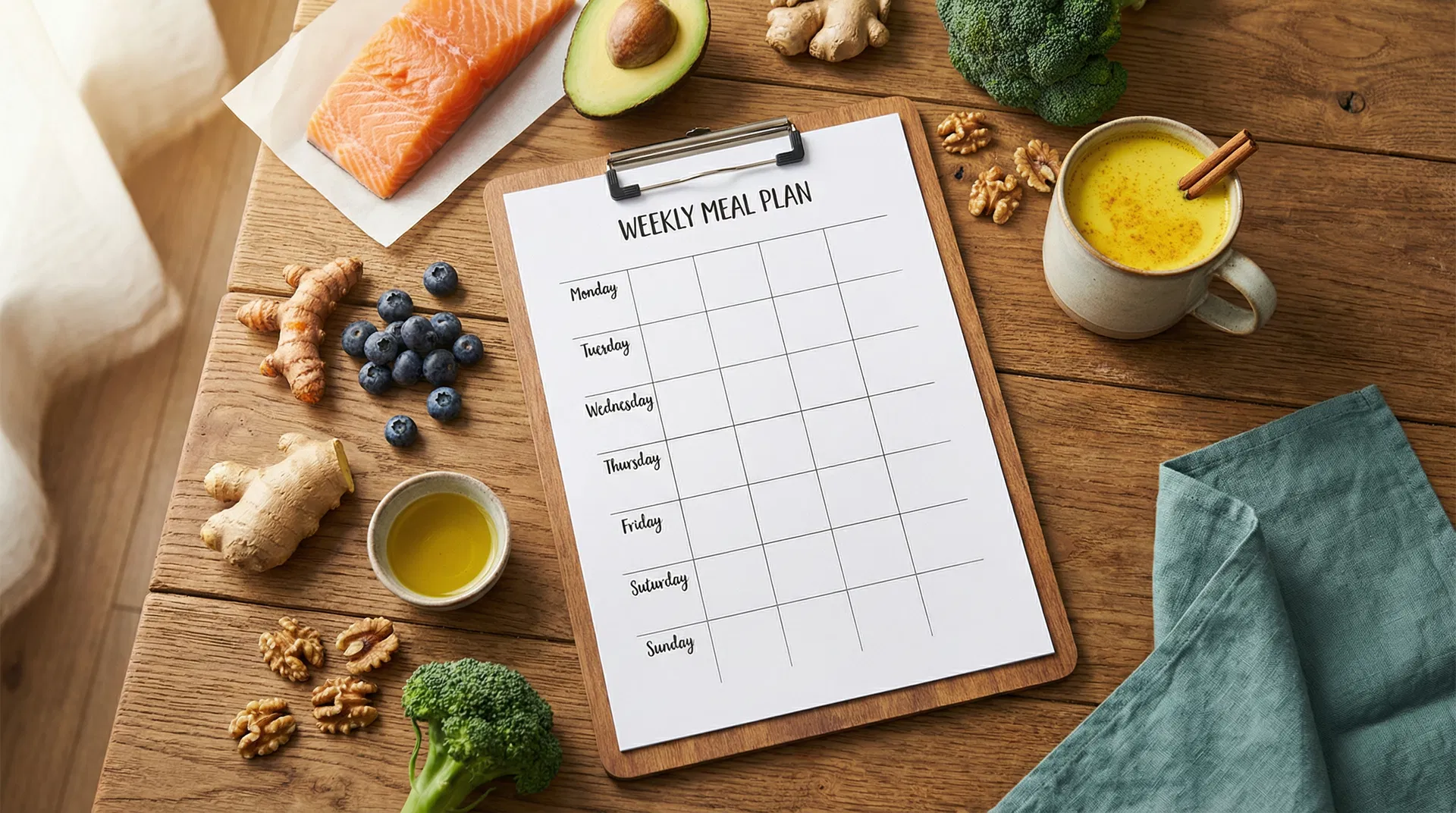 Personalised anti-inflammatory meal plan with fresh ingredients