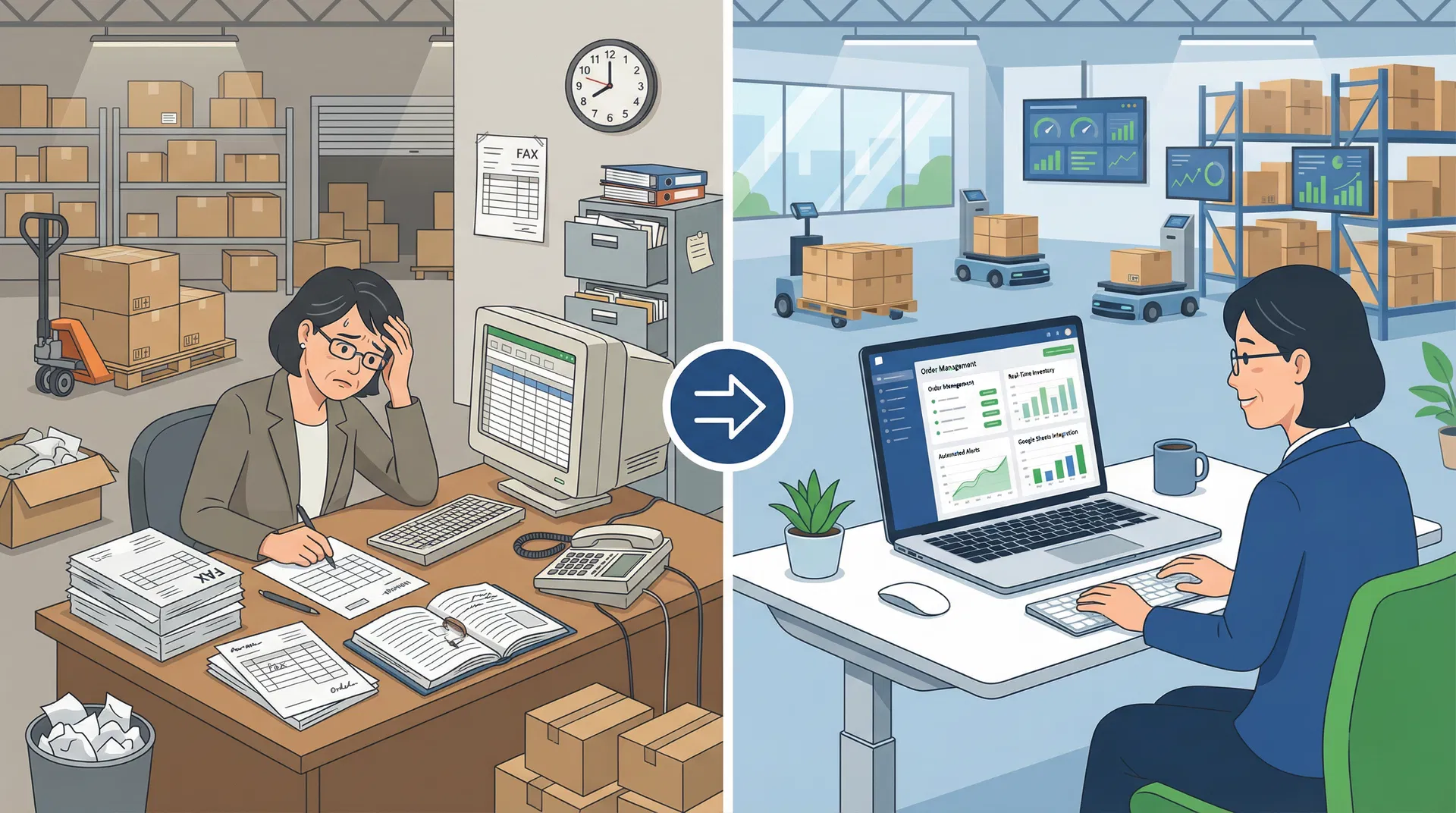 FAX・手書き伝票からの脱却、受発注・在庫管理を自動化