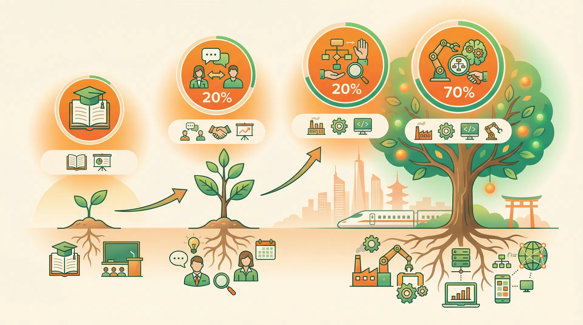 AI成長モデル 70:20:10