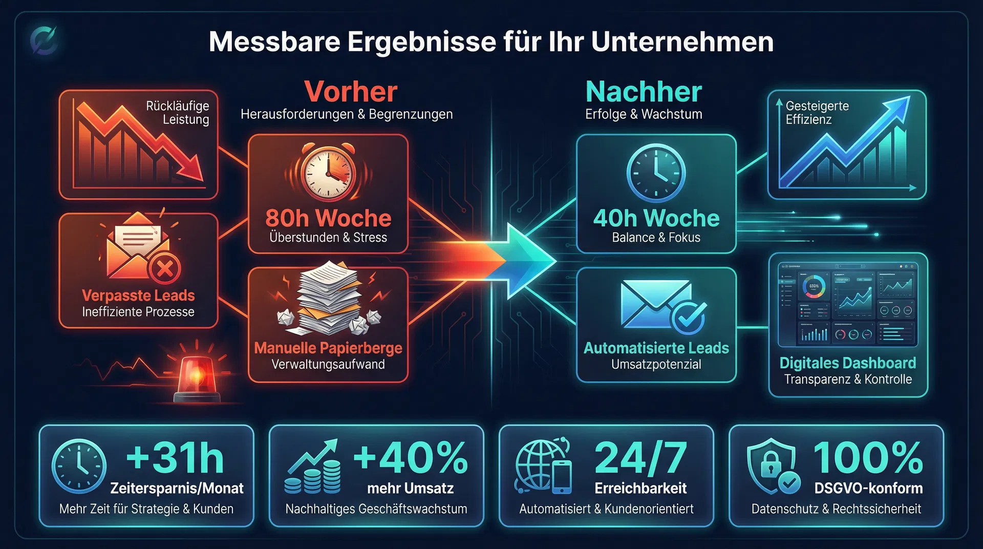 Messbare Ergebnisse – Vorher vs. Nachher Vergleich mit KI-Automation