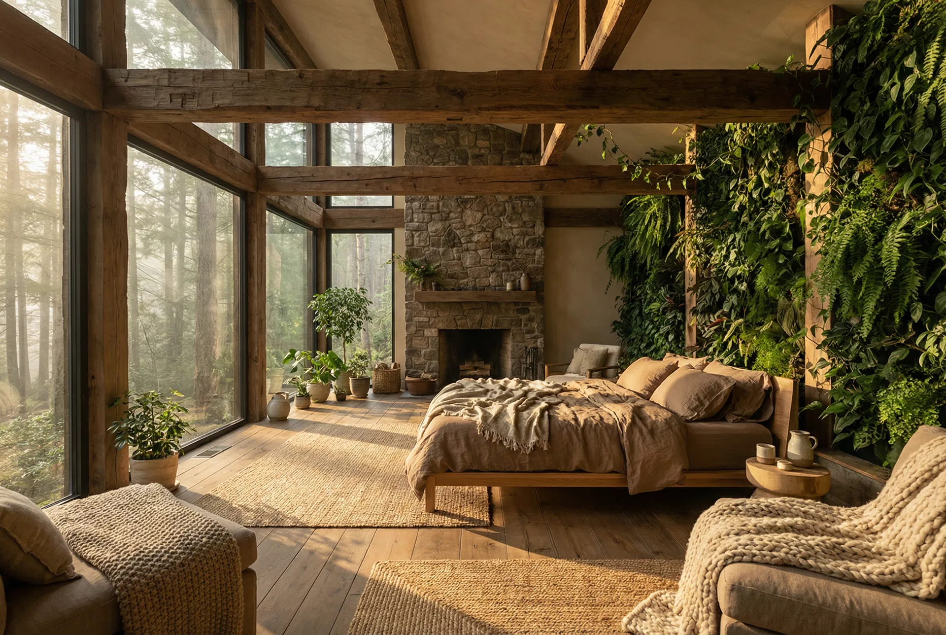 Biophilic cottage interior