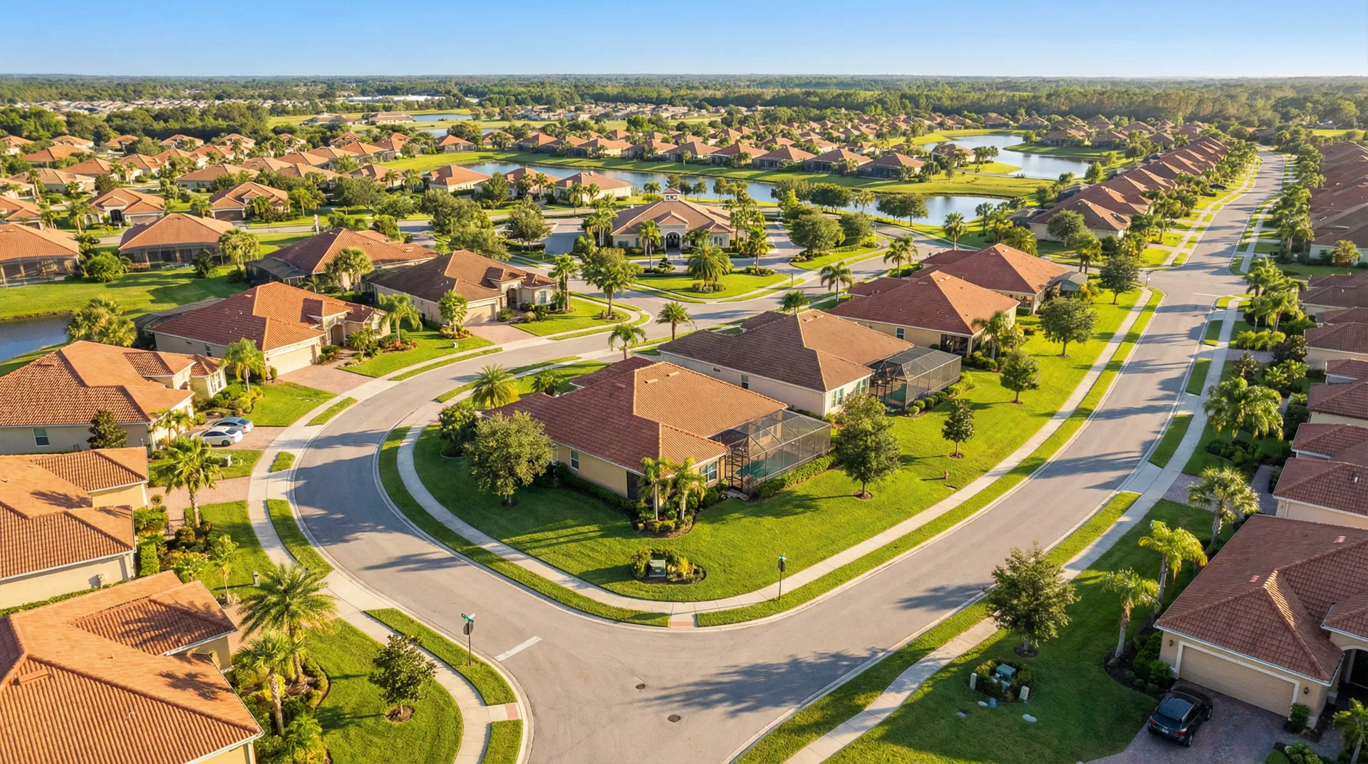 Florida neighborhood aerial view - Clean Paws Pickup service area