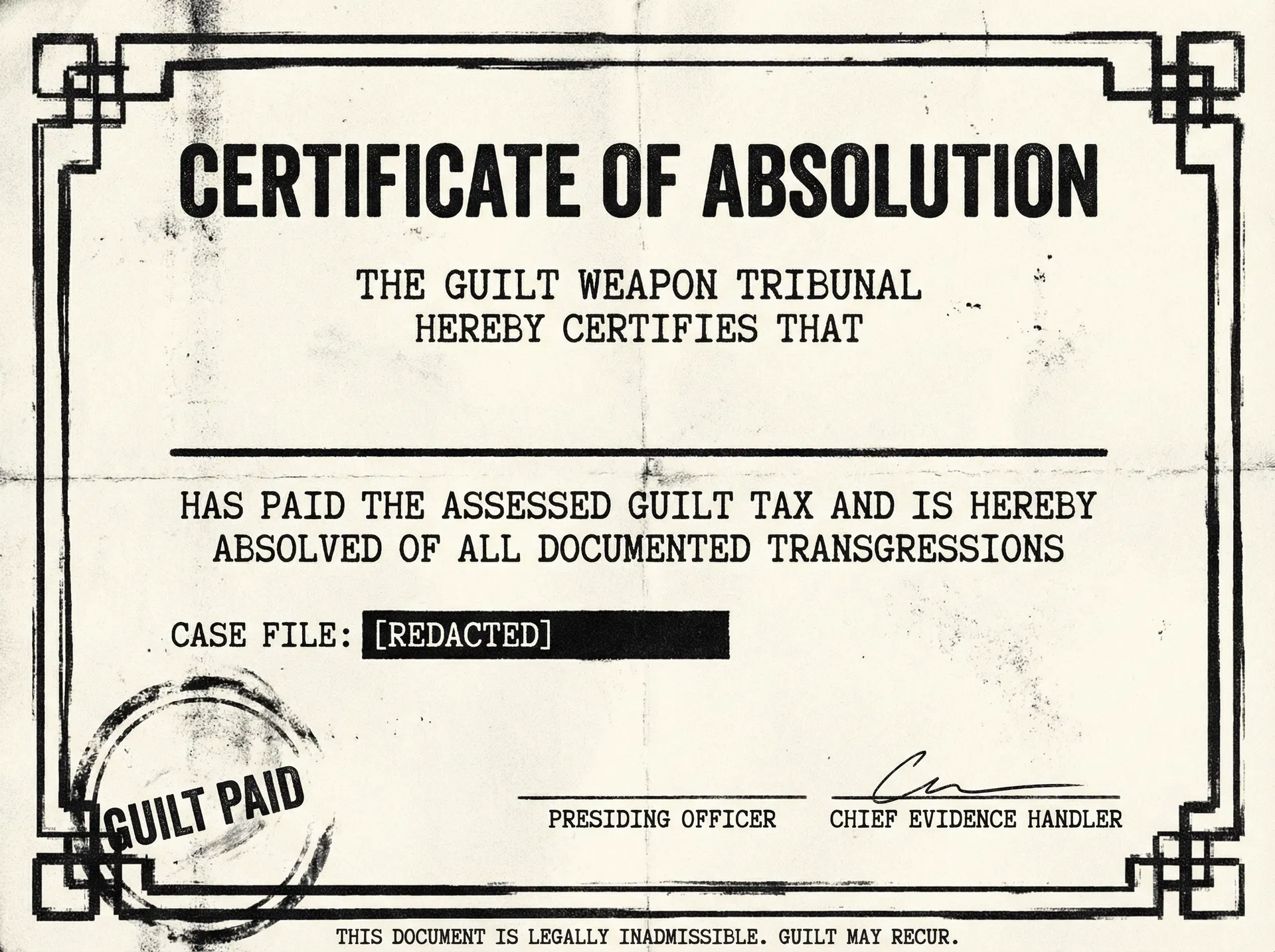 Certificate of Absolution