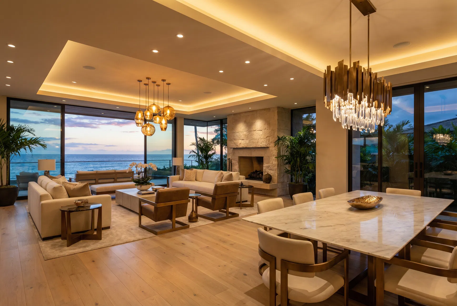 Luxury lighting design in Hawaii oceanfront estate