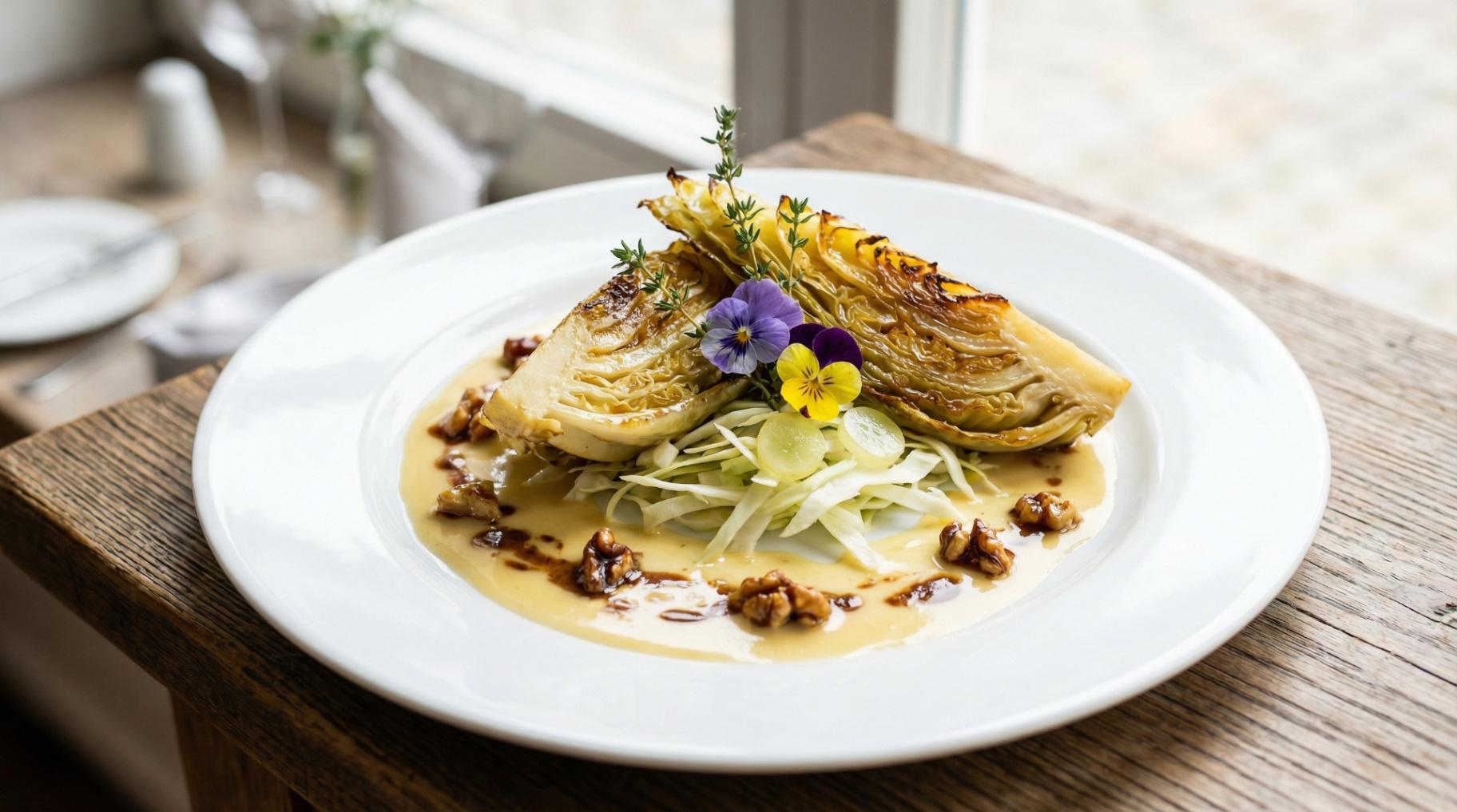 Geschmorter Spitzkohl mit Cashew-Beurre-Blanc