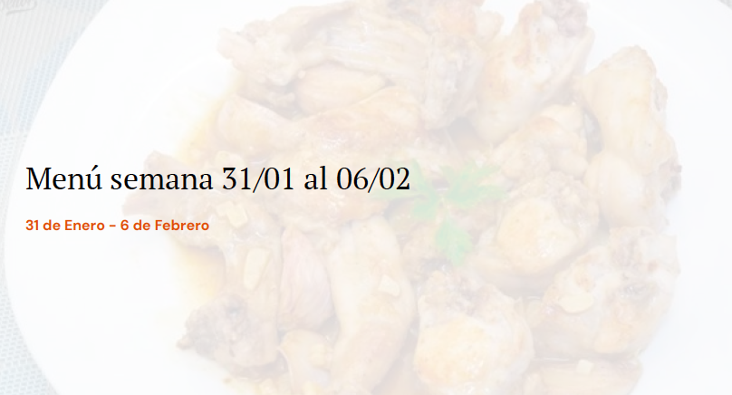 Menú para la semana del 31 Enero al 6 Febrero