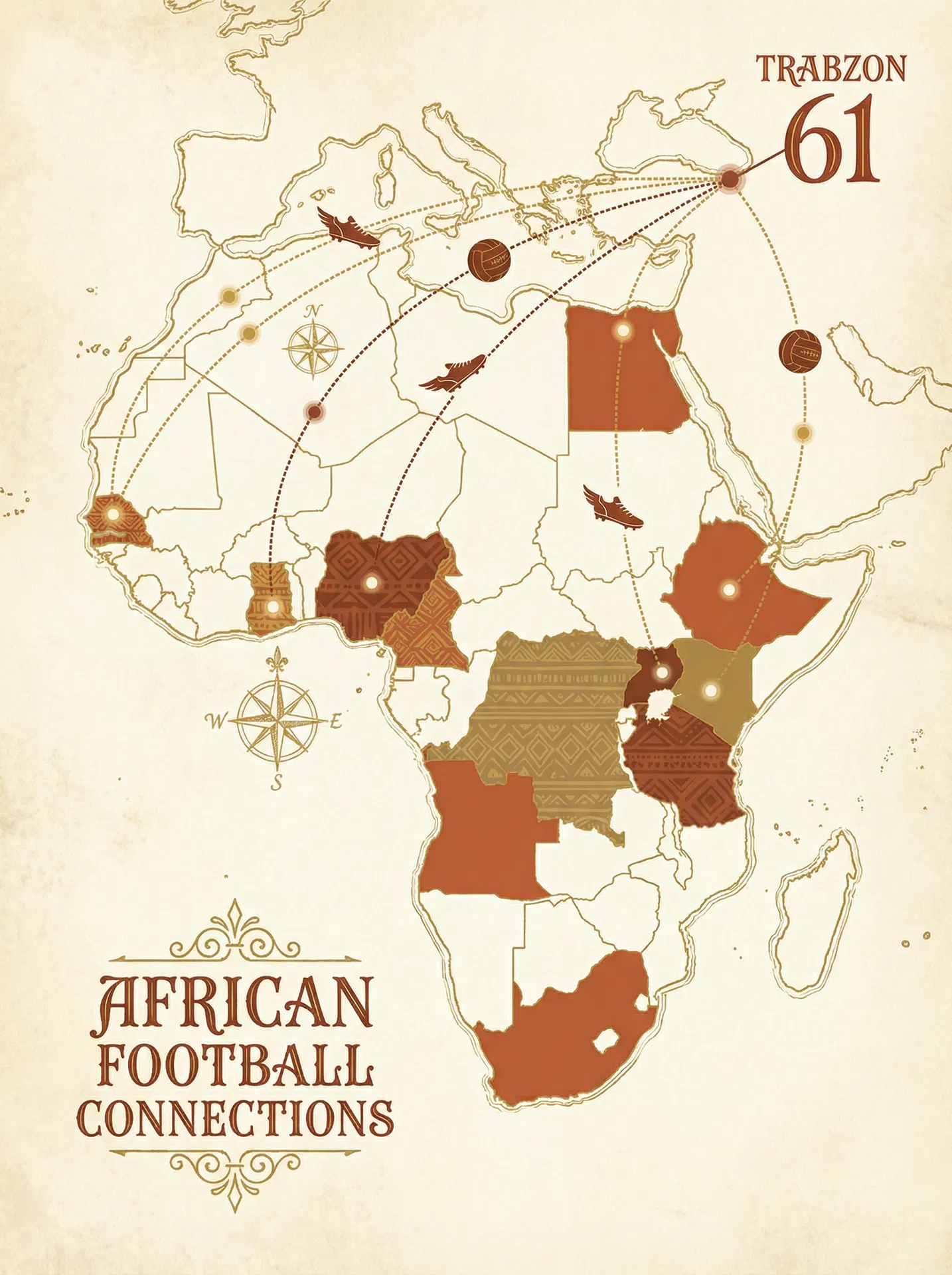Afrika futbol bağlantıları haritası
