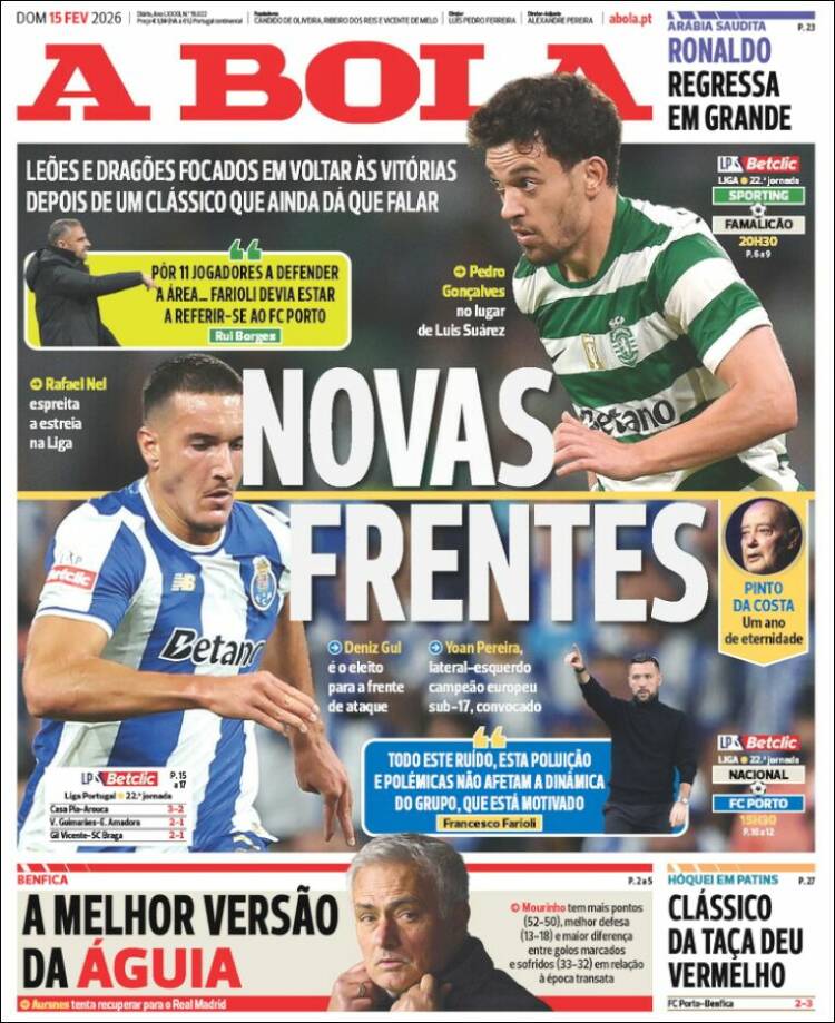 A Bola birinci sayfa