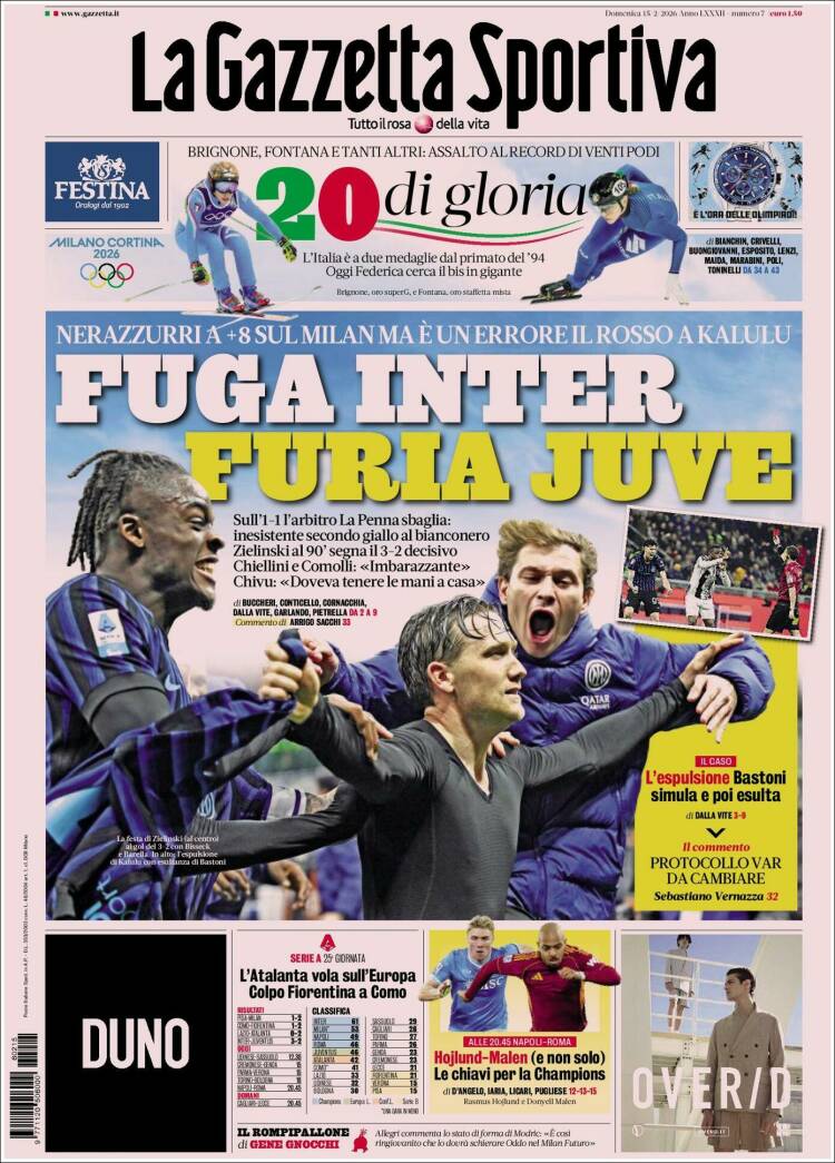 La Gazzetta dello Sport birinci sayfa