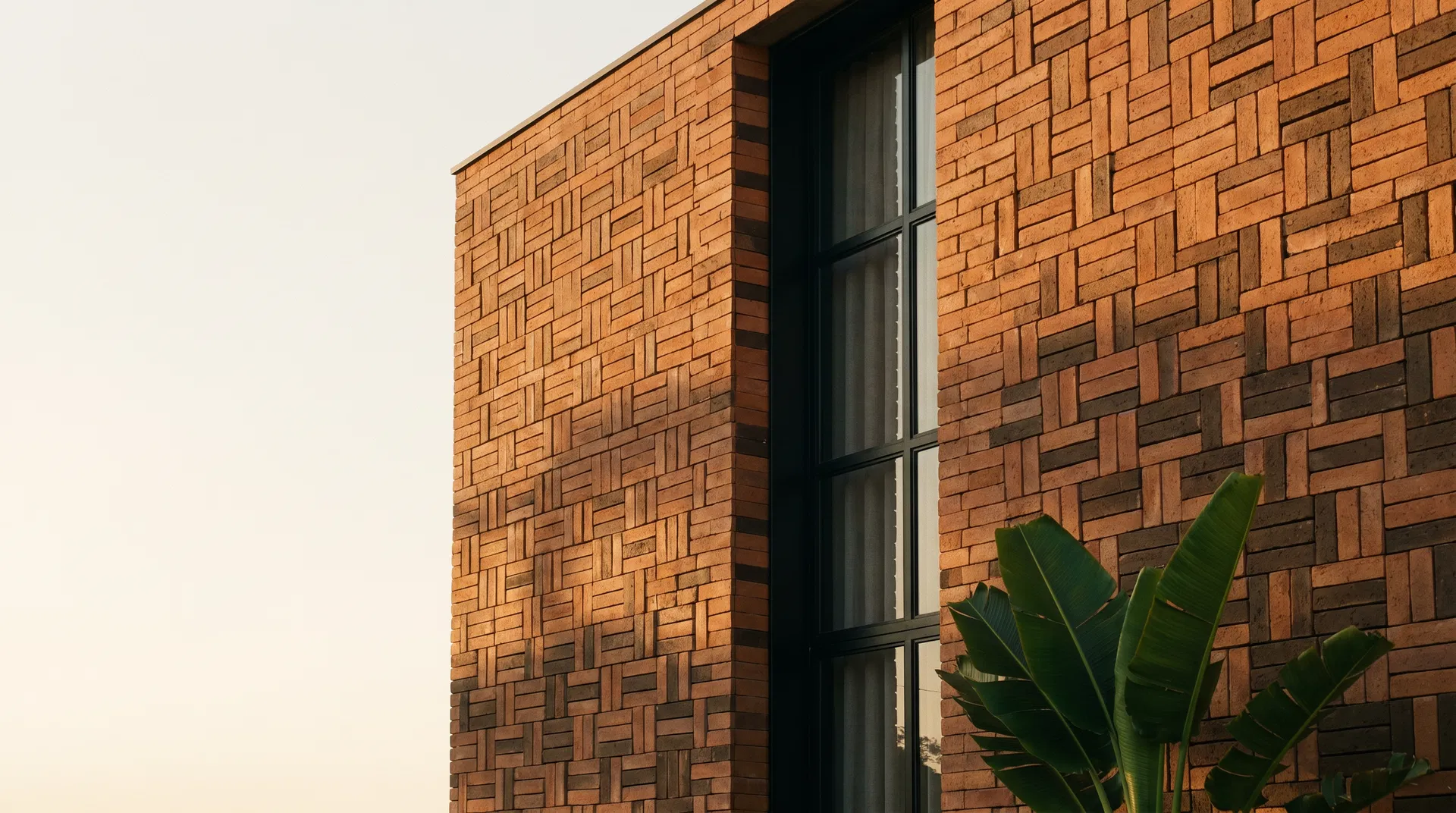 Fachada residencial em tijolos ecológicos modulares