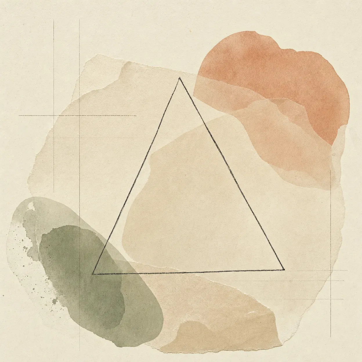Ilustração abstrata de triângulo sobre papel, representando o conceito de triangulação