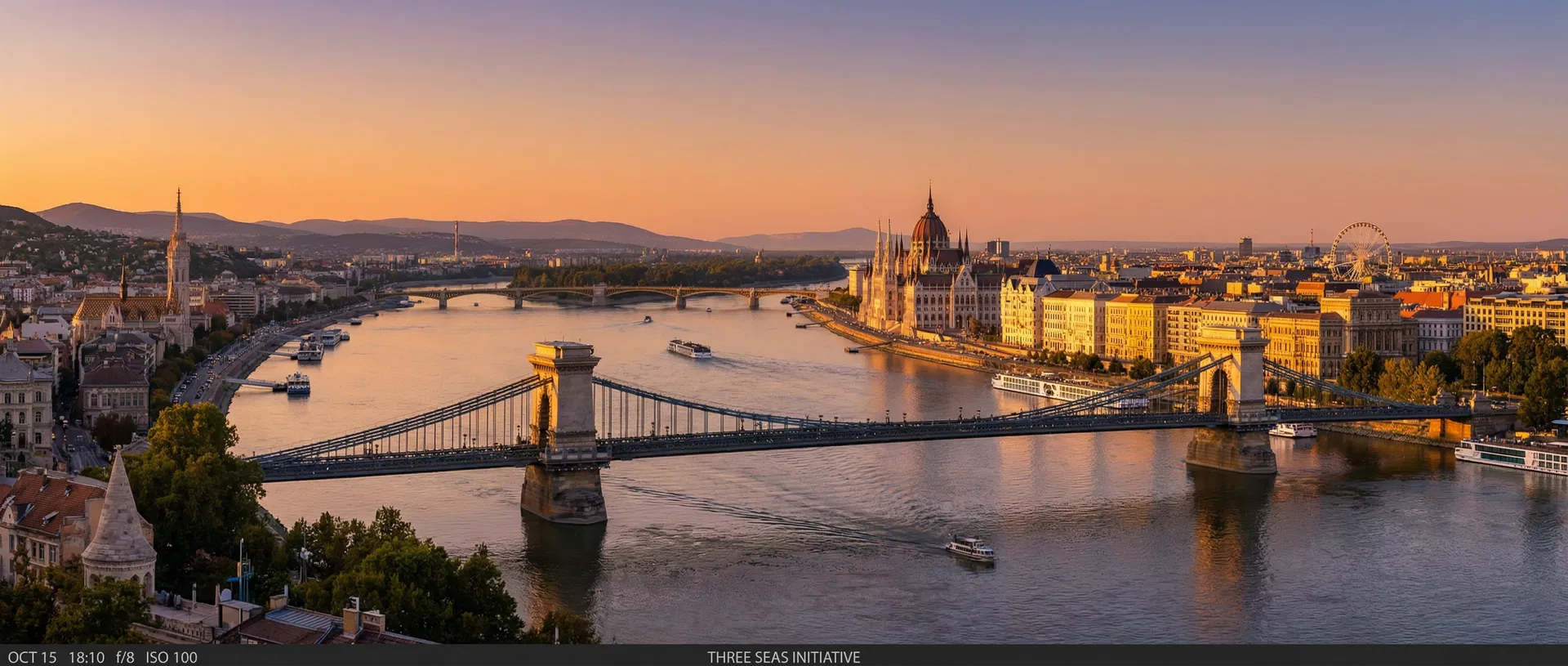 European cityscape — bridges, historic and modern architecture