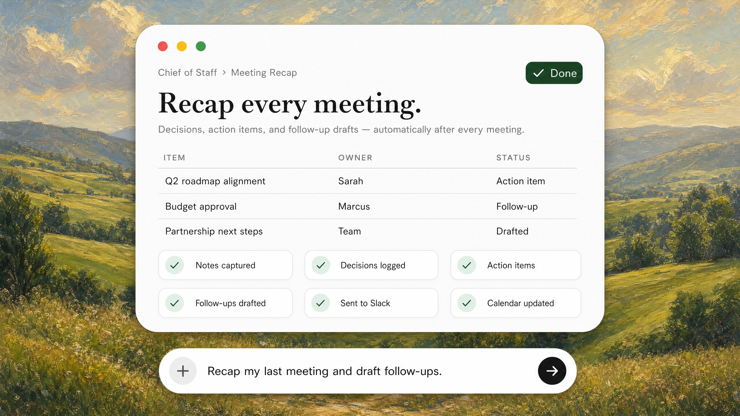 Meeting Recap & Follow-ups