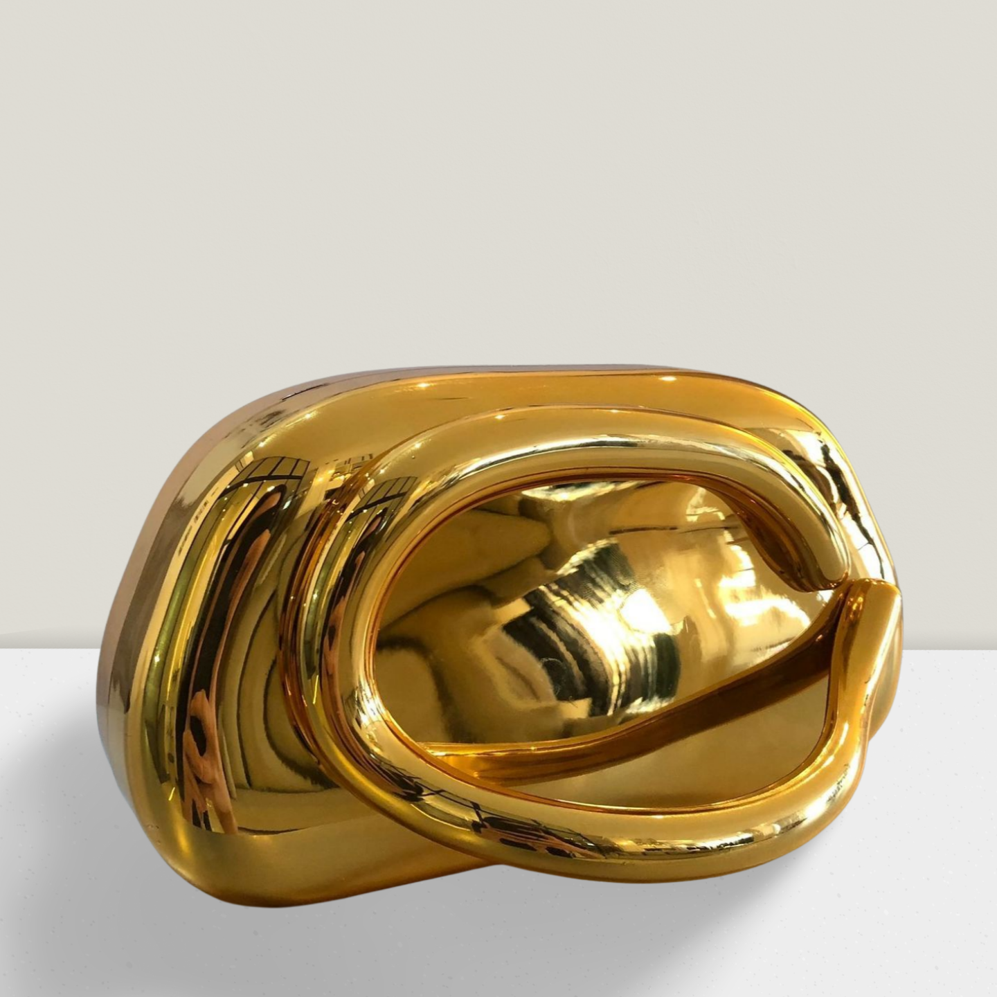 Clutch espelhada dourada alça frontal 