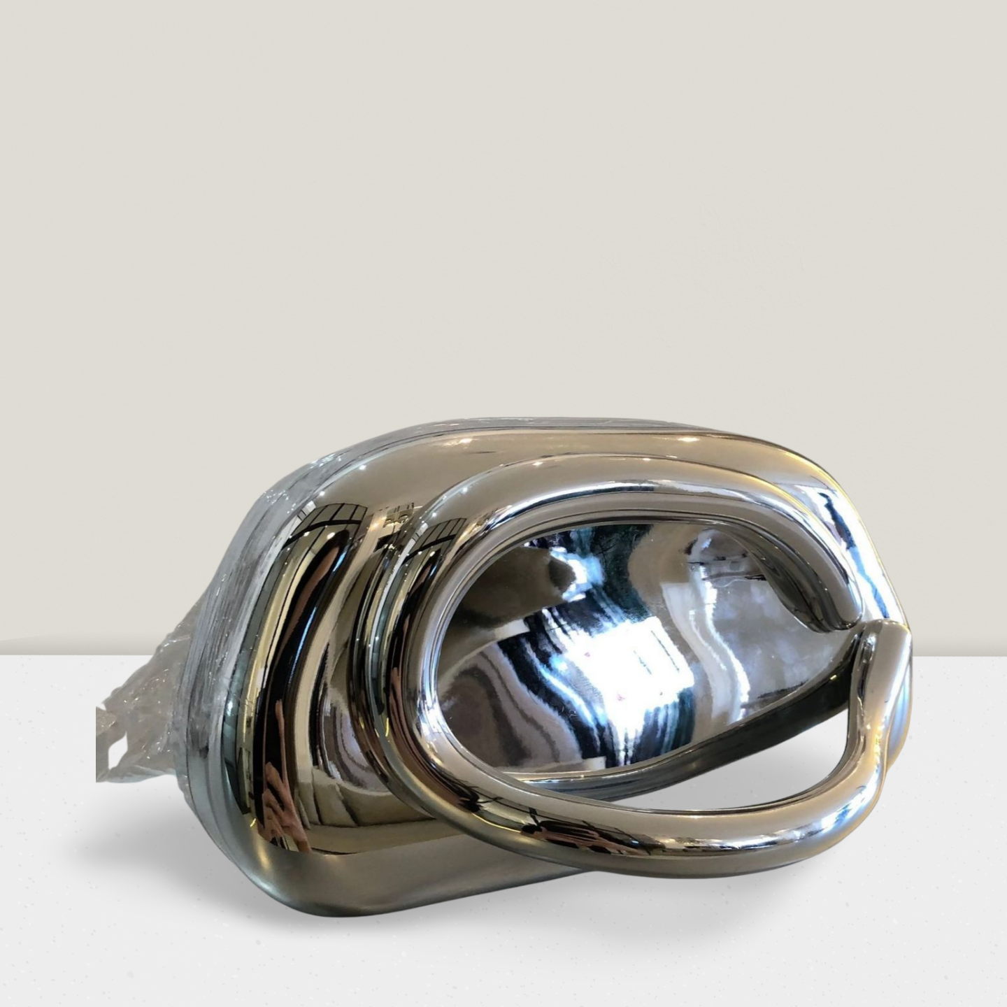 Clutch espelhada prata alça frontal 