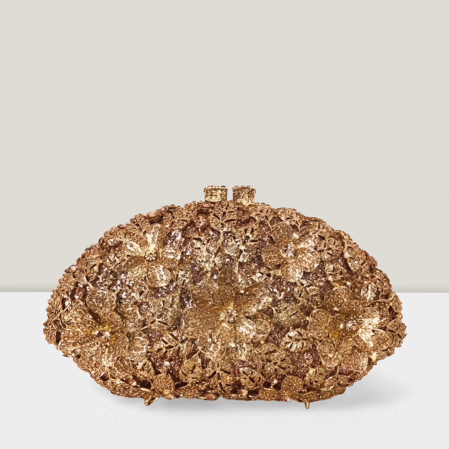 Importada clutch rosê flores com dourado 