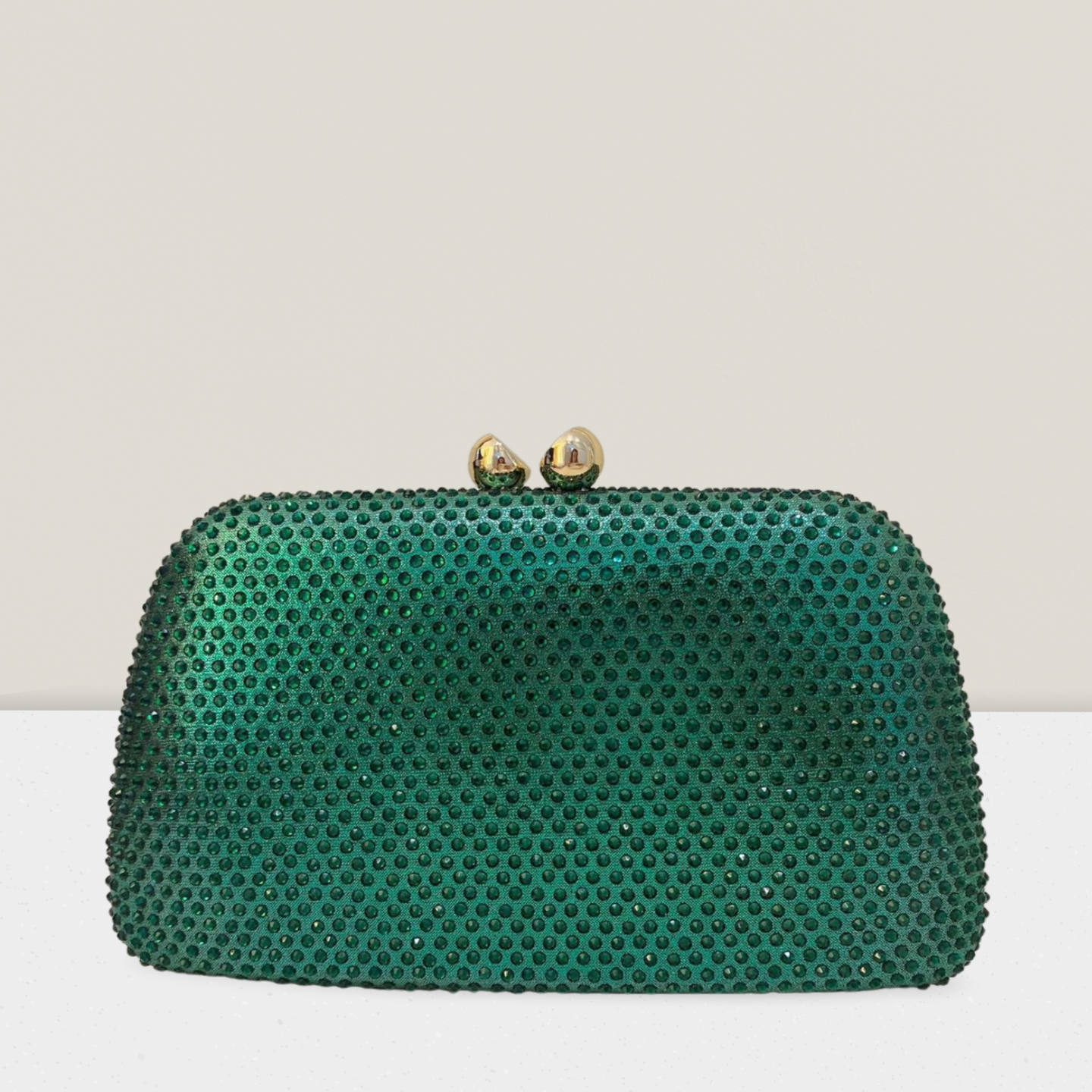 Clutch verde pontos de luz fecho dourado