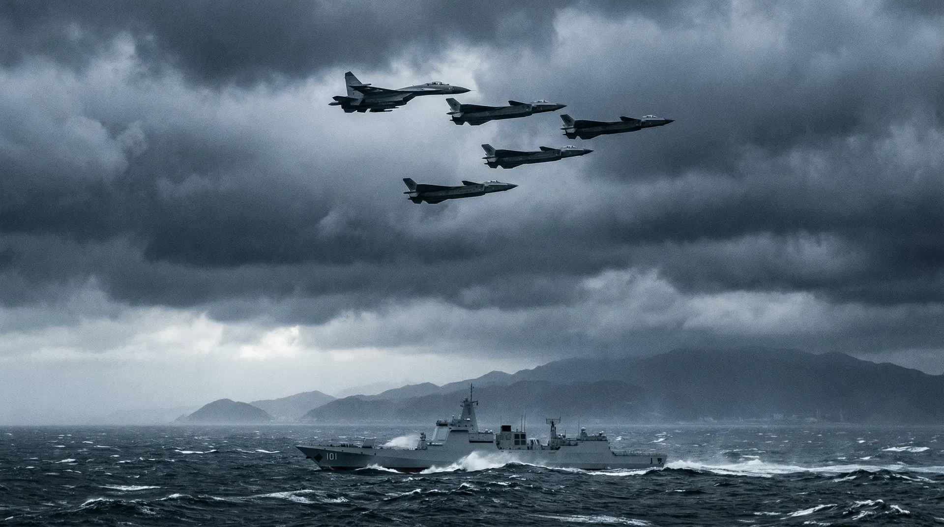 Chinese PLA Navy Type 052D destroyer, representing China's growing naval capabilities near Taiwan