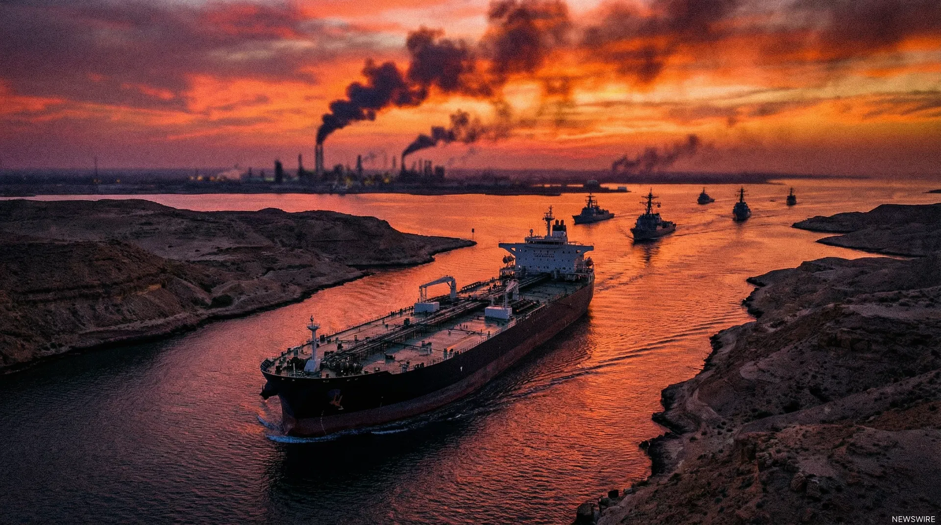 A commercial tanker navigates the Strait of Hormuz, a critical choke point now under threat amidst escalating US-Iran hostilities.