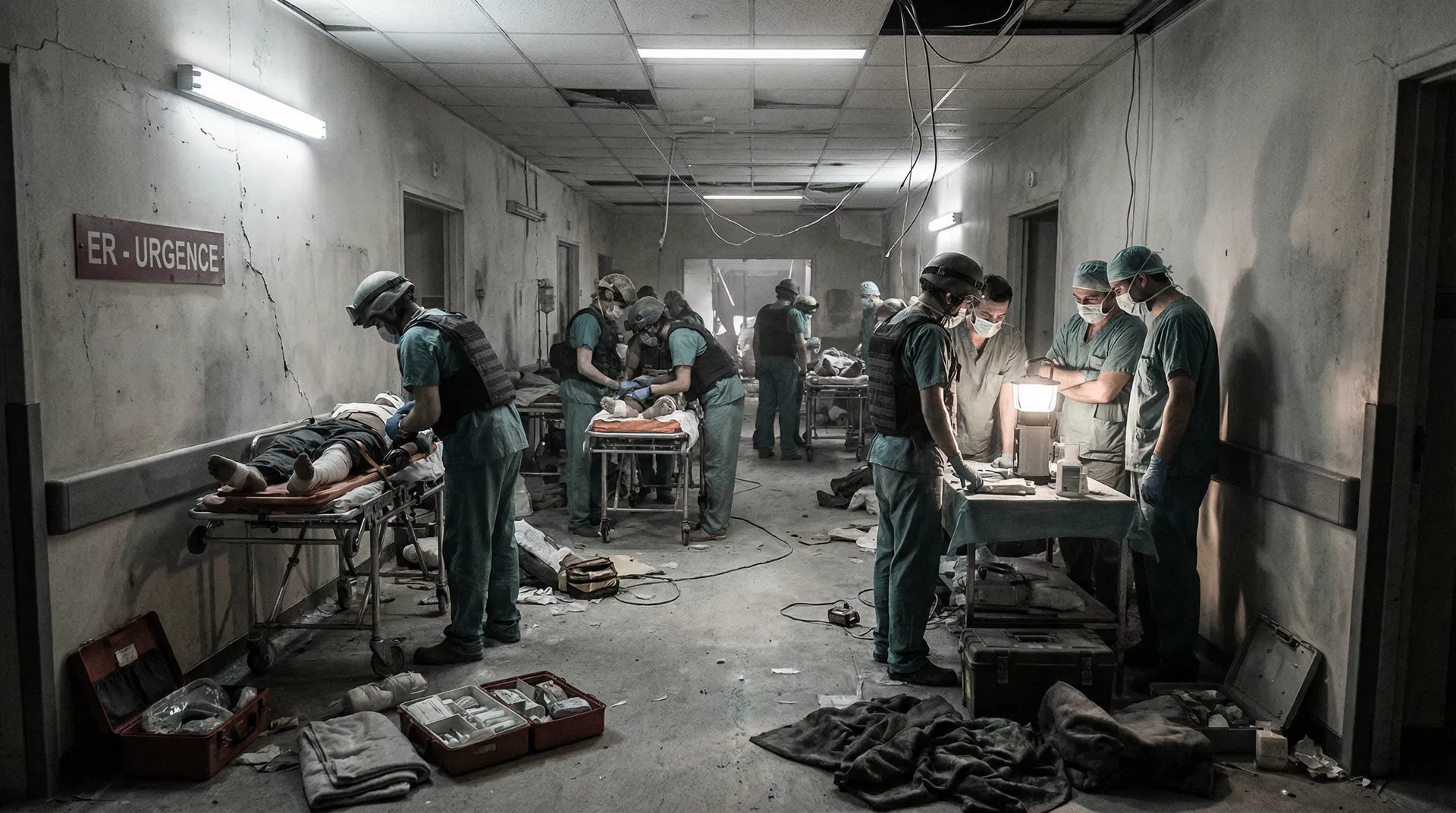 Medical staff treat casualties in an overwhelmed Lebanese hospital as the healthcare system buckles under the weight of the regional conflict