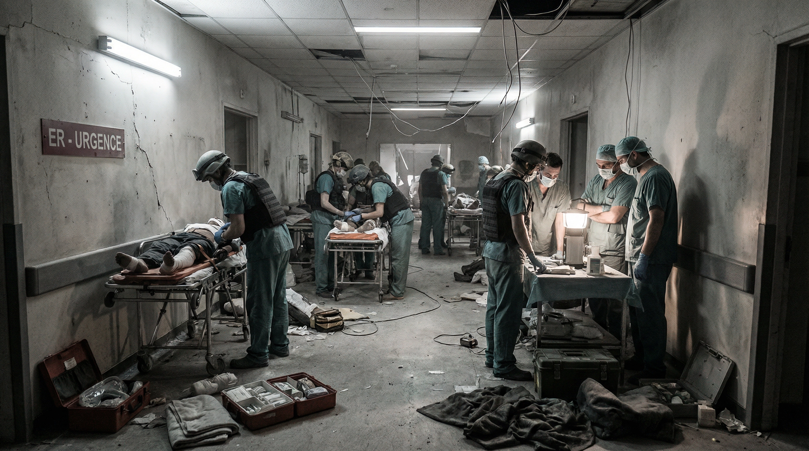 Medical staff treat casualties in an overwhelmed Lebanese hospital as the healthcare system buckles under the weight of the regional conflict