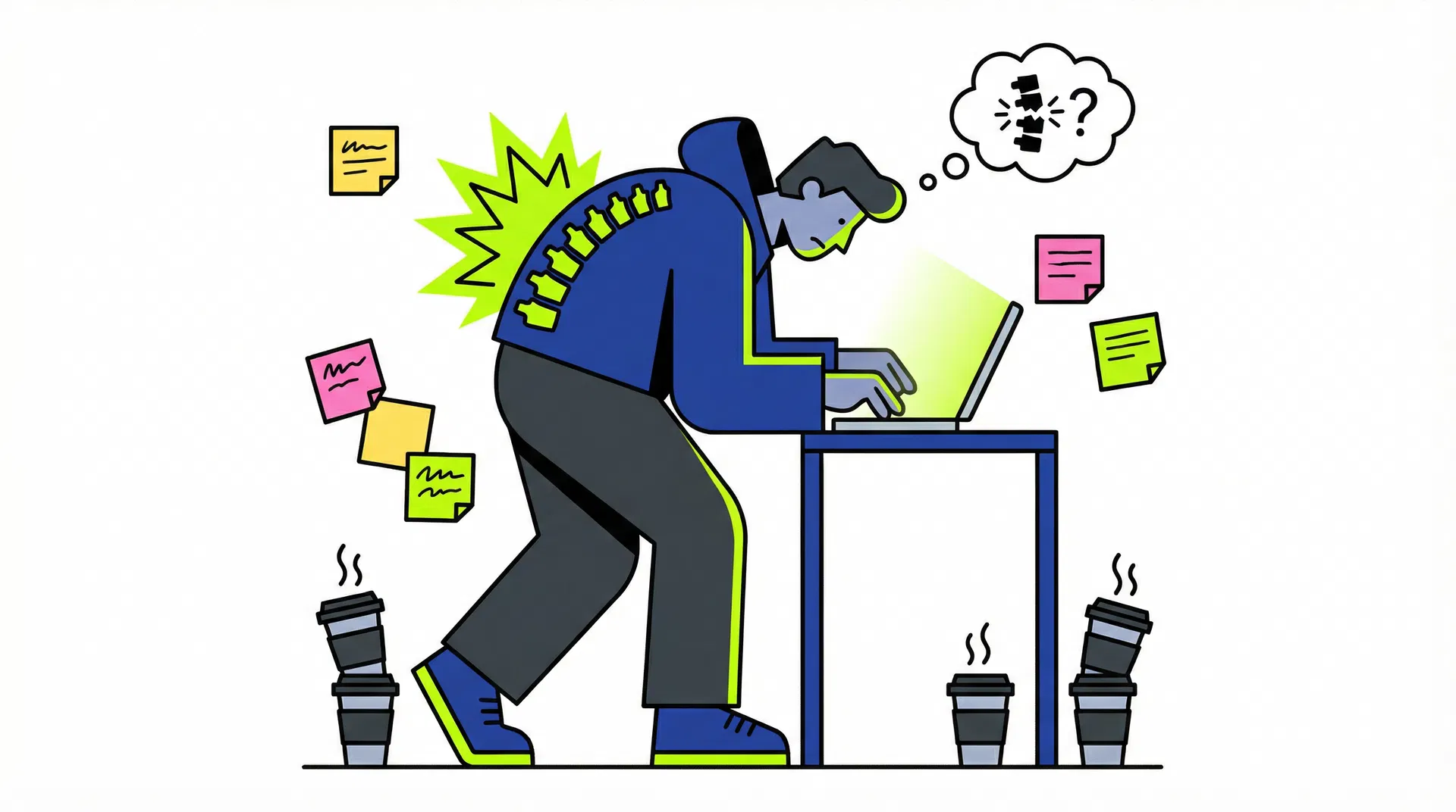 Freelancer working with back pain