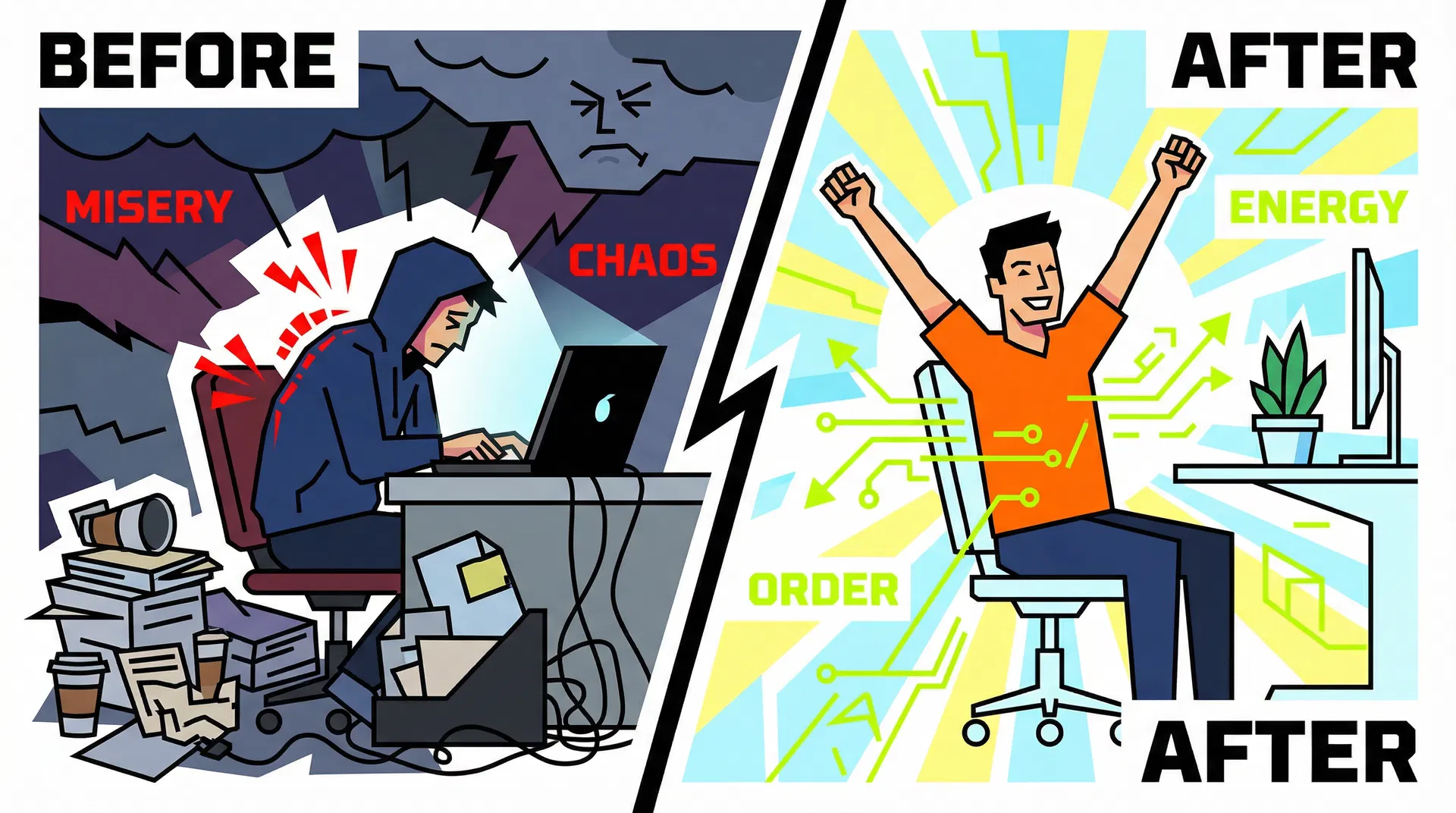 Before and after — freelancer transformation