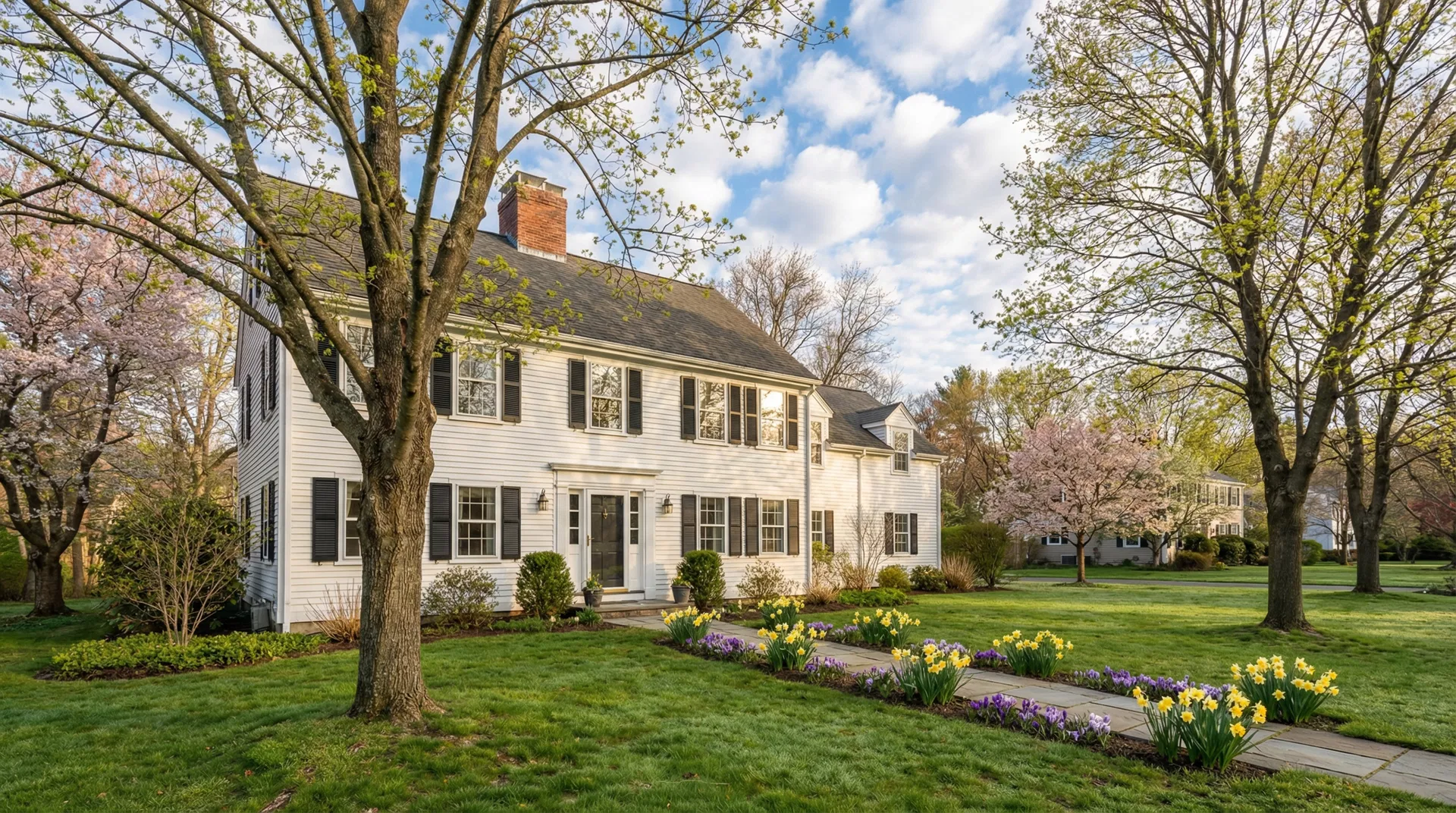 New England home in winter