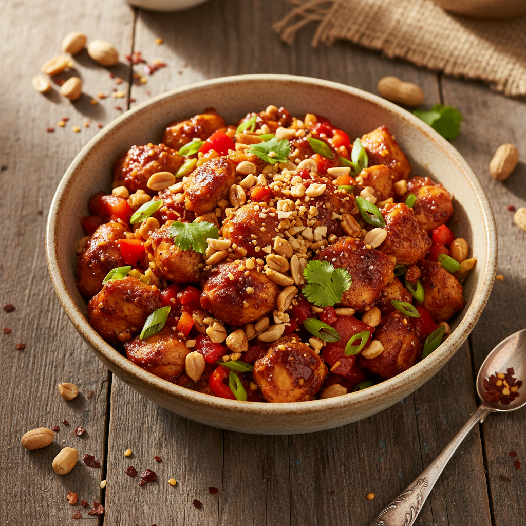 Foto da receita Bowl de Frango com Amendoim Crocante Picante